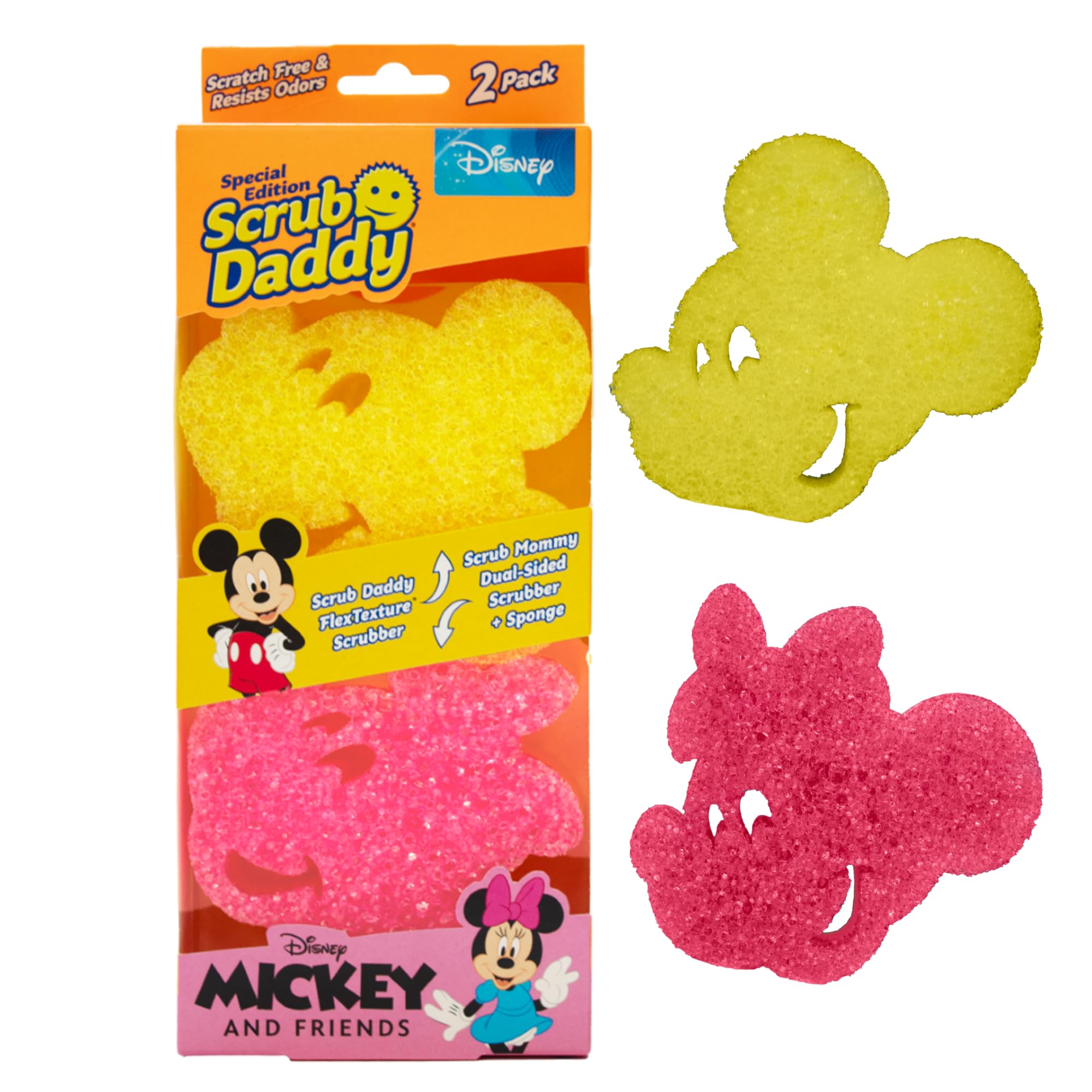 Scrub Daddy Disney Mickey Mouse & Minnie Mouse Dish Sponge Twin Pack - Smile