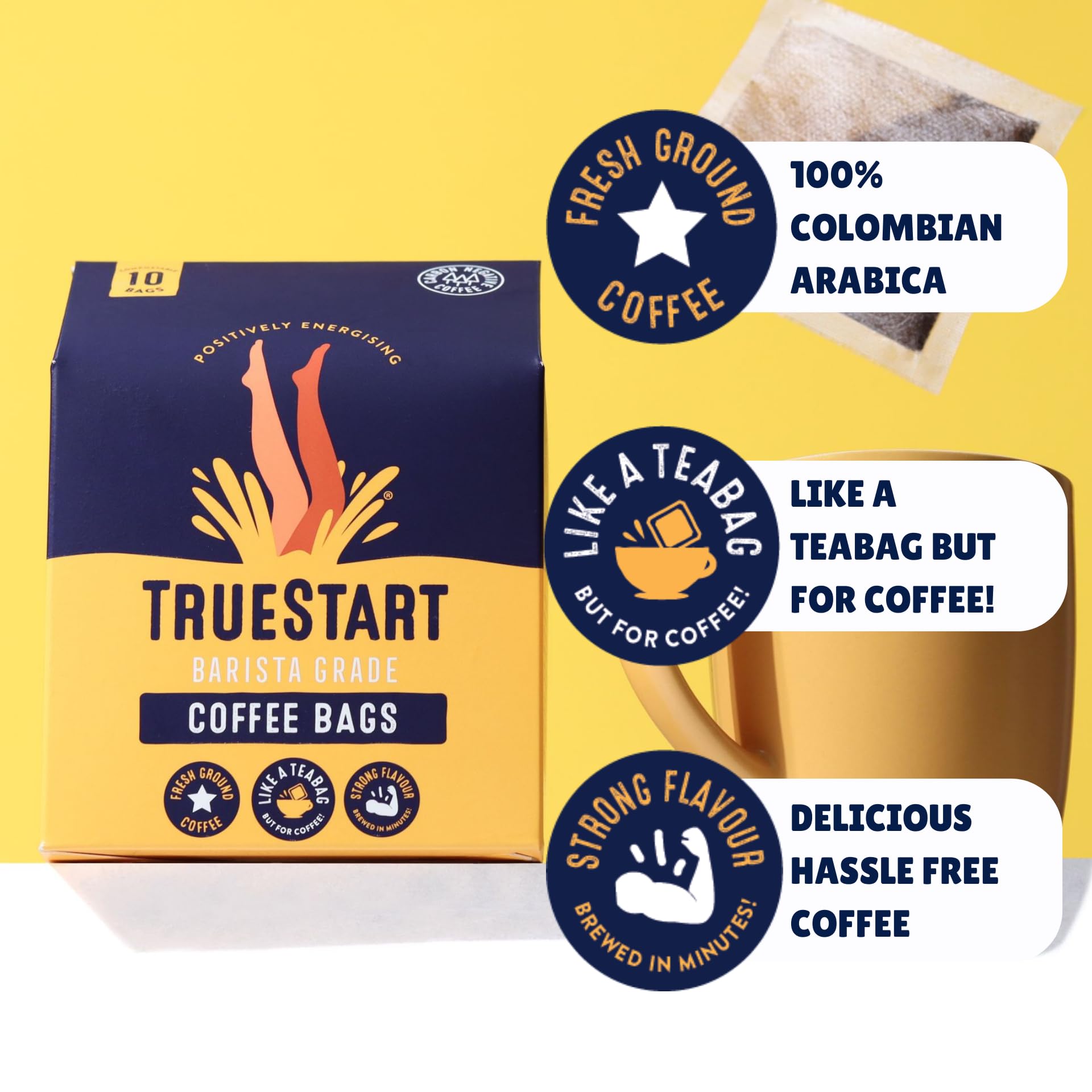 TrueStart Smooth Energising Colombian Arabica Coffee Bags – 30 Individually Wrapped, Mycotoxin-Free, Gluten-Free, Rich in Antioxidants 5
