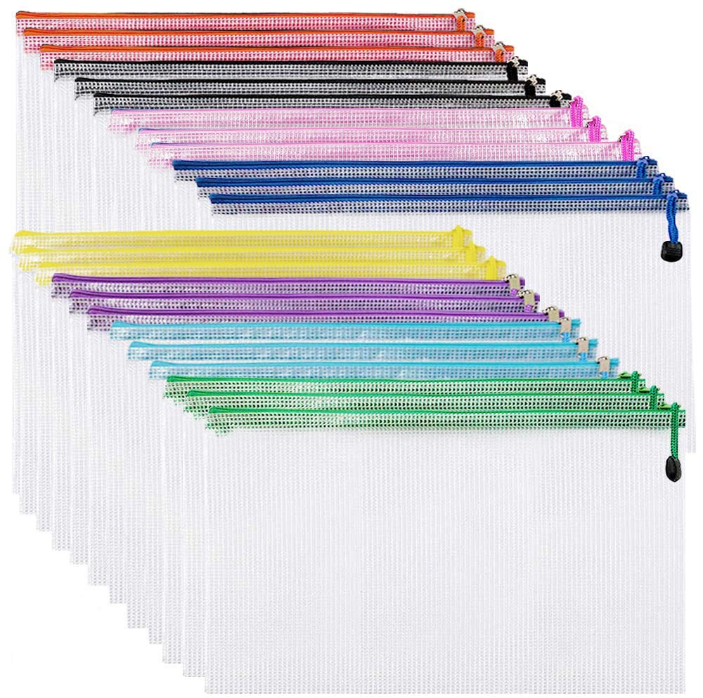 NORTHERN BROTHERS A5 Plastic Zip Wallets Folder - 24 Pack, 8 Colors, PVC 1