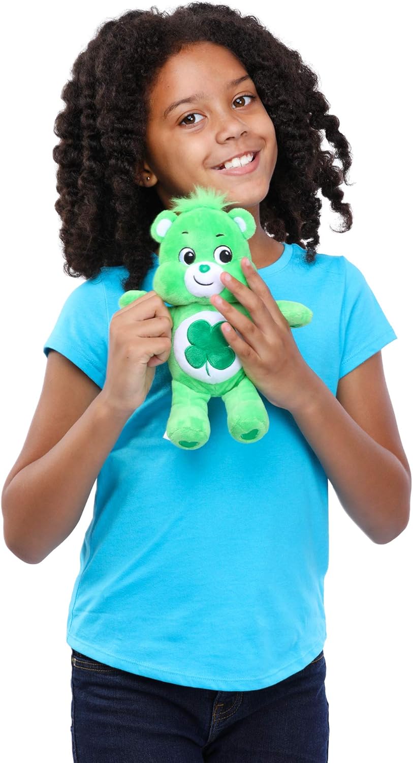 Care Bears Good Luck Bear 9 Inch Plush Toy - Green Four-Leaf Clover Collectible