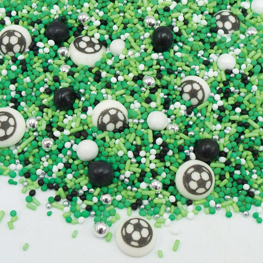 Anniversary House Happy Sprinkles Football Party Mix - Green Edible Cake Decorations | 90g 1