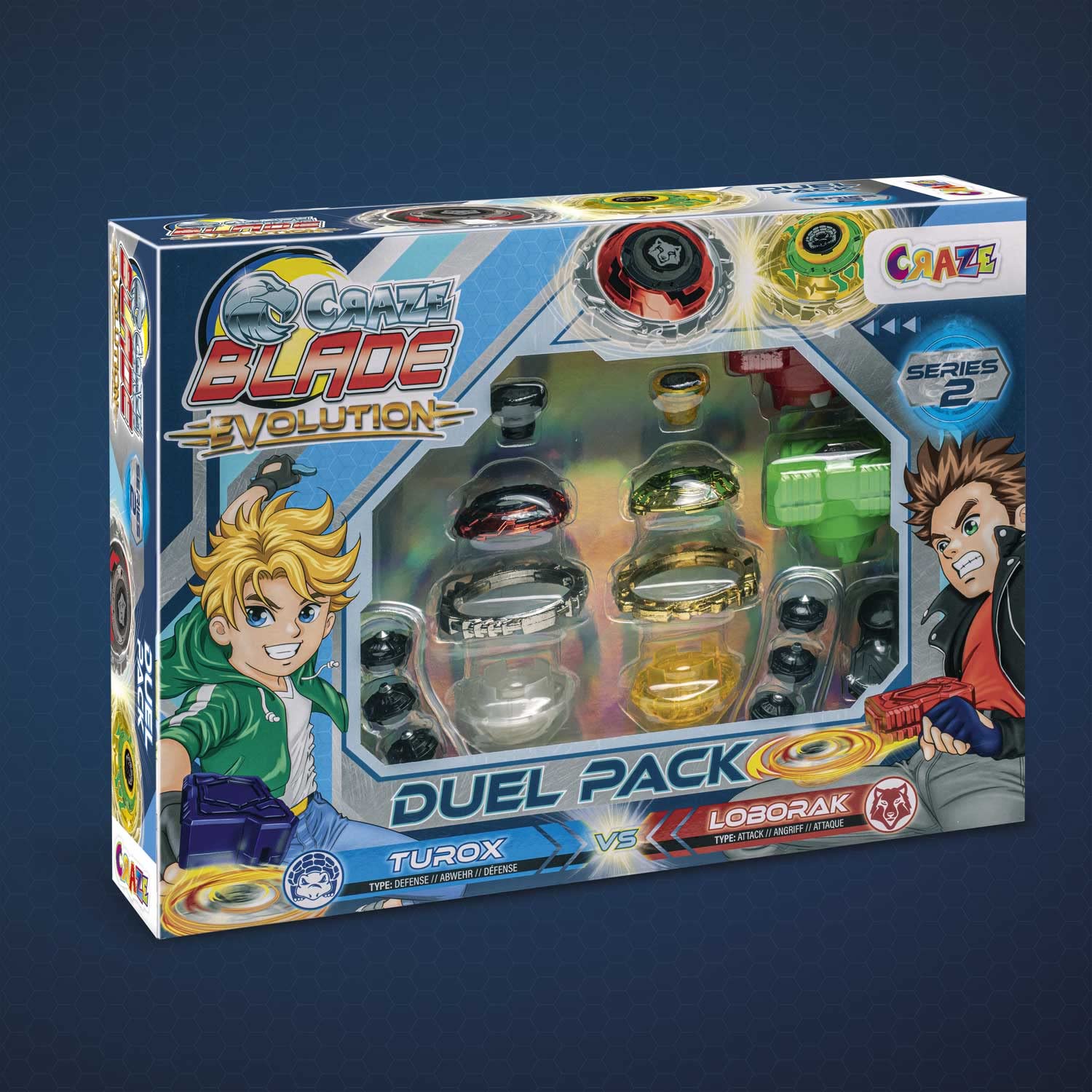 CRAZE Bladez Turox Loborak Evolution Spinning Top Duel Pack - Customizable Metal Fusion Blades | Ages 3+