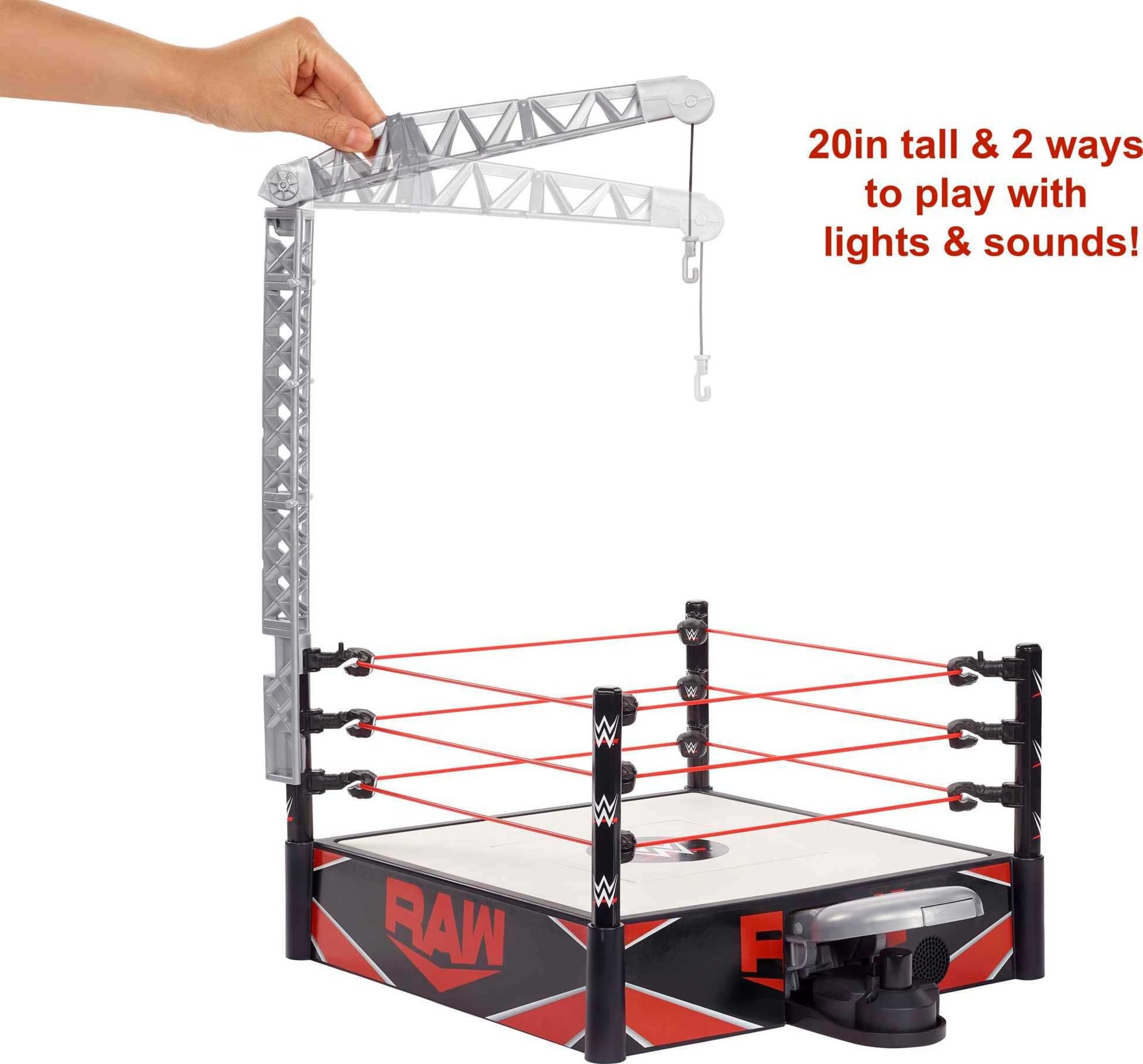 WWE Wrekkin Kickout Ring Spielset – 2-Modus-Actionfiguren-Arena mit Breakaway-Tisch und Meisterschaft, ab 6 Jahren 3