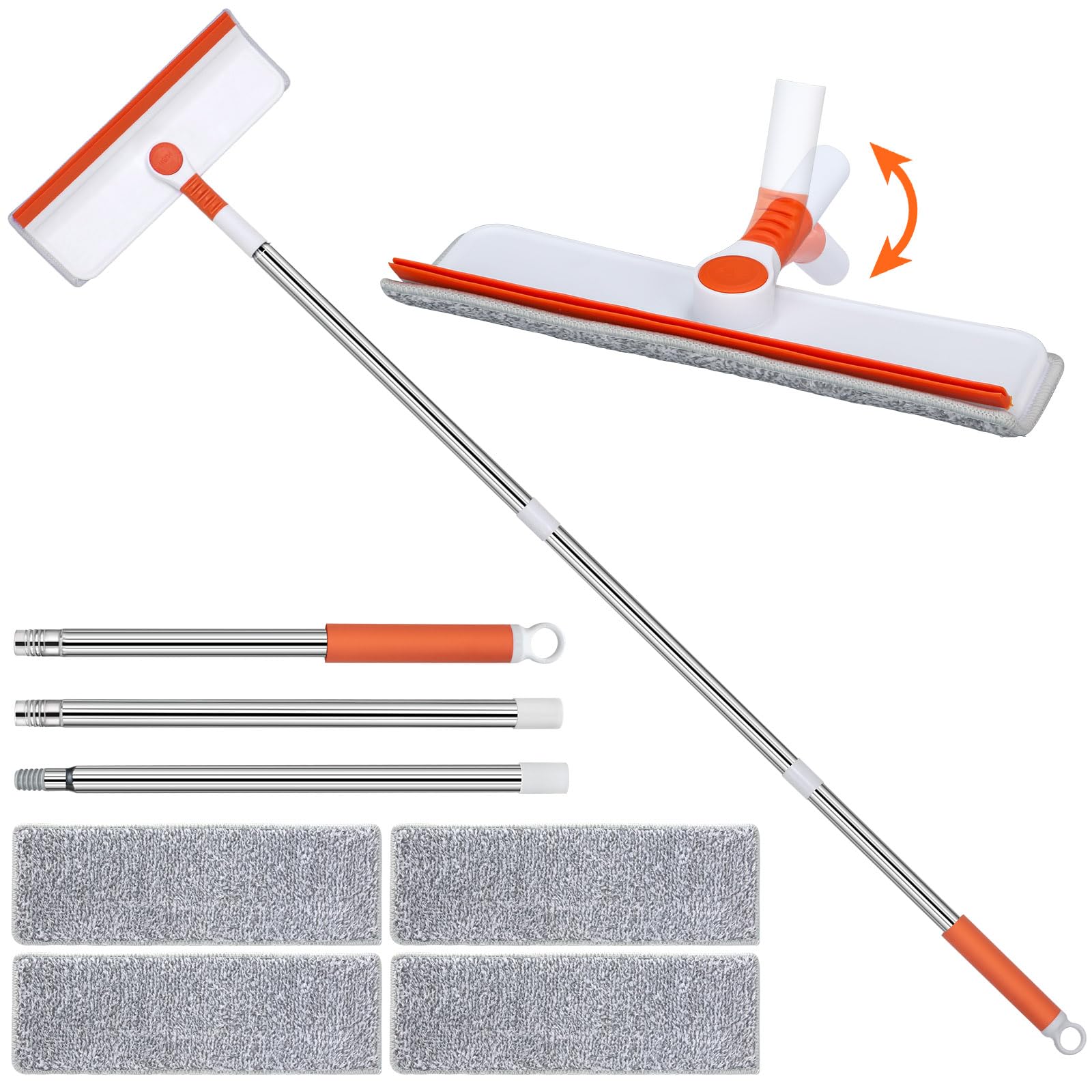 Alyvisun Window Screen Brush with 132cm Extendable Pole & 2-in-1 Scrubber/Squeegee