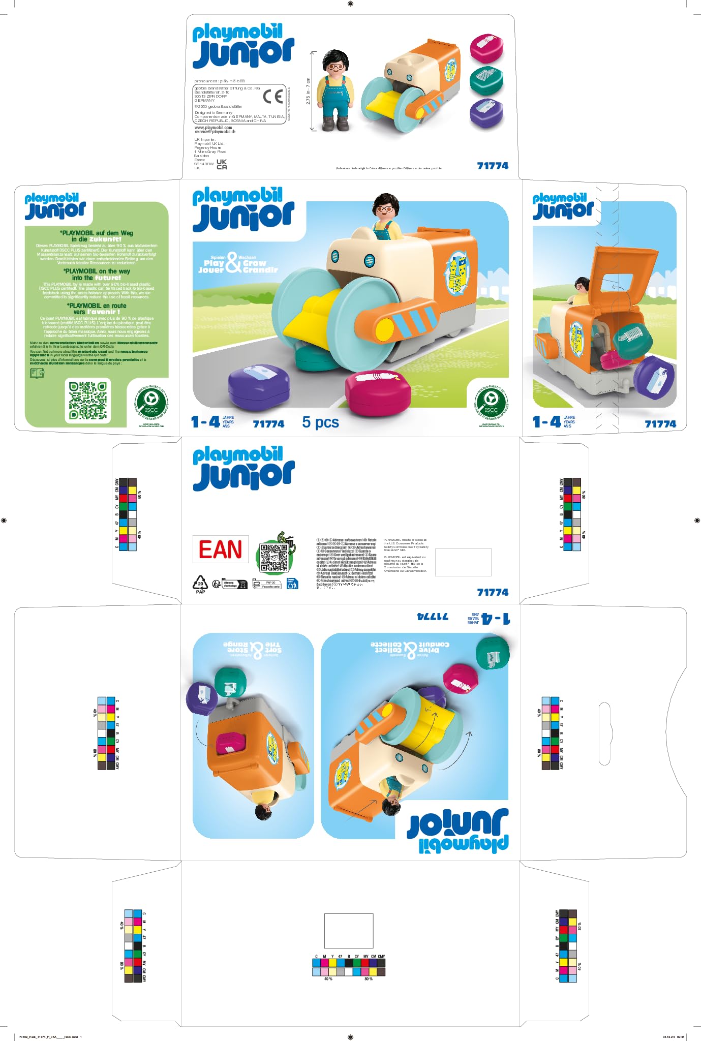 PLAYMOBIL JUNIOR Fun Trash Collection Vehicle - Educational Playset for Toddlers 1+