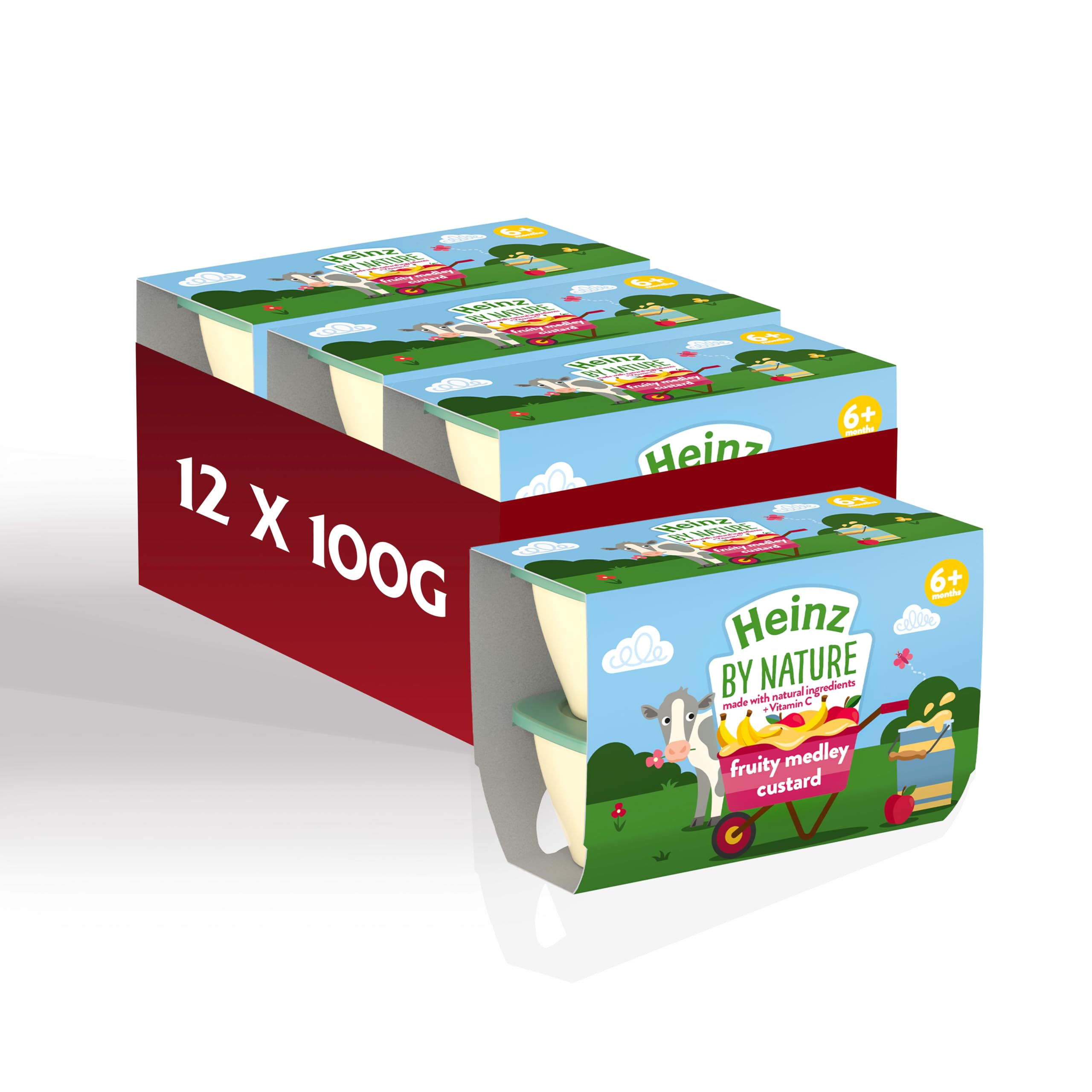 HEINZ Fruity Custard Dessert Pots - Apple, Banana & Peach | 12 x 100g Pots 1