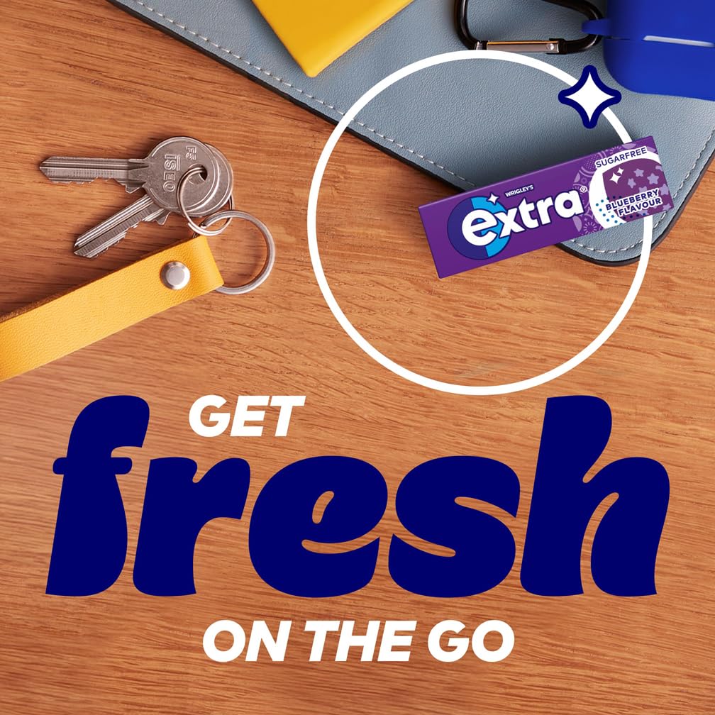 Wrigley's Extra Blueberry Sugar-Free Chewing Gum - 5 Packs of 10 Pieces (50 Total) 6