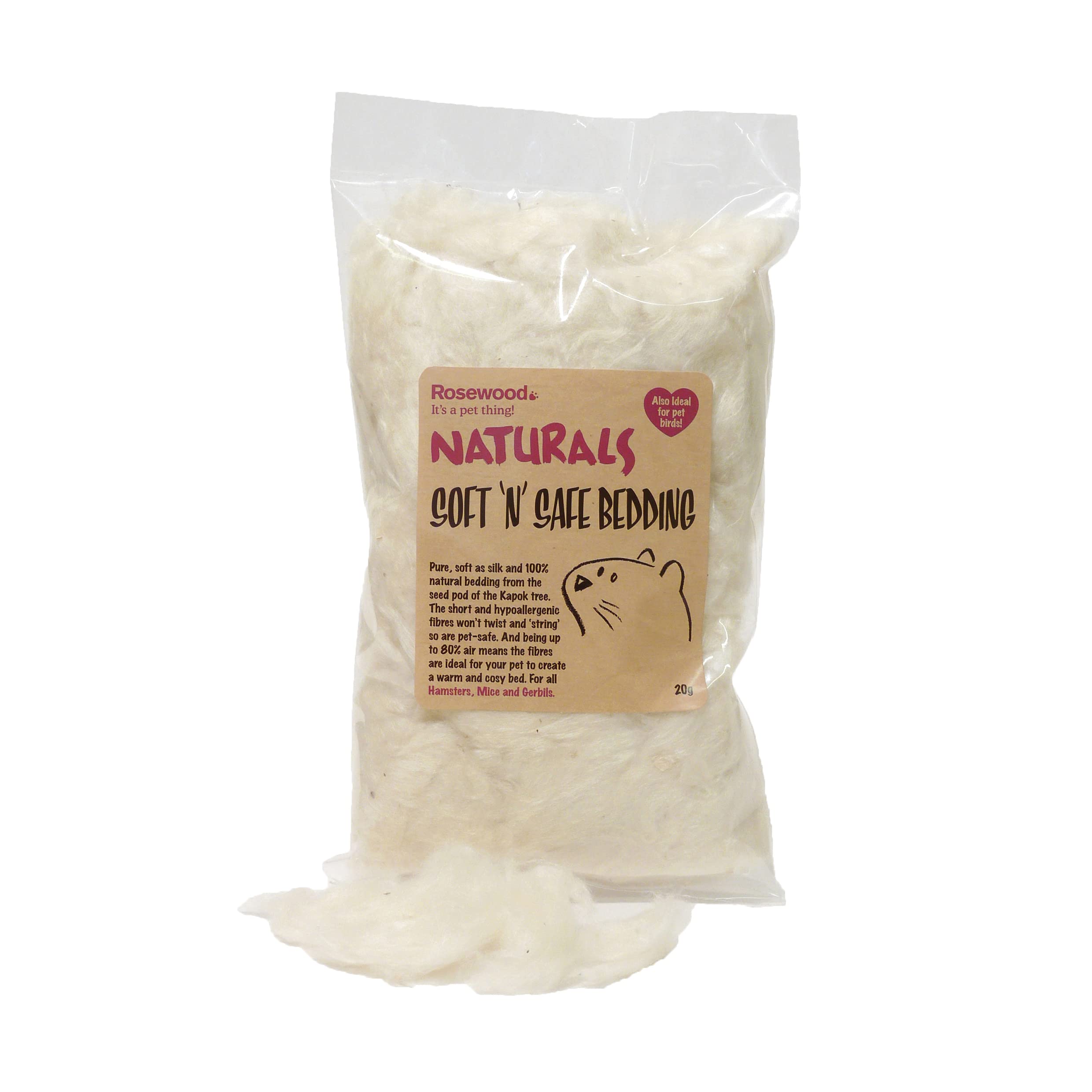 Rosewood Naturals Soft n Safe Animal Bedding - 100% Natural Kapok Fibre | 20g Pack 1