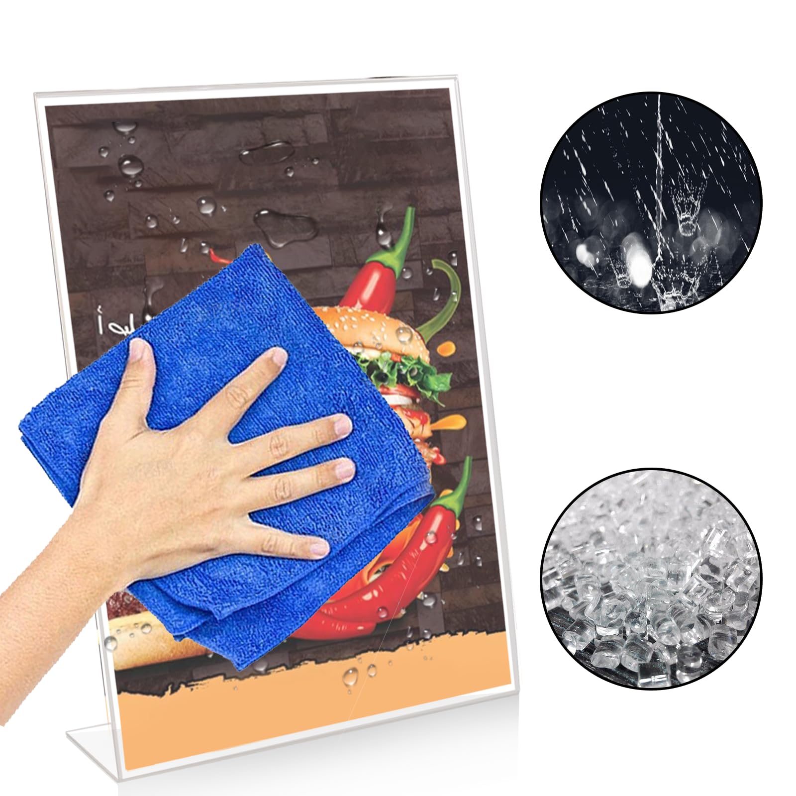 ASelected 6-Piece A4 Acrylic Sign Holder - Clear Tilt Back Display Stand 3