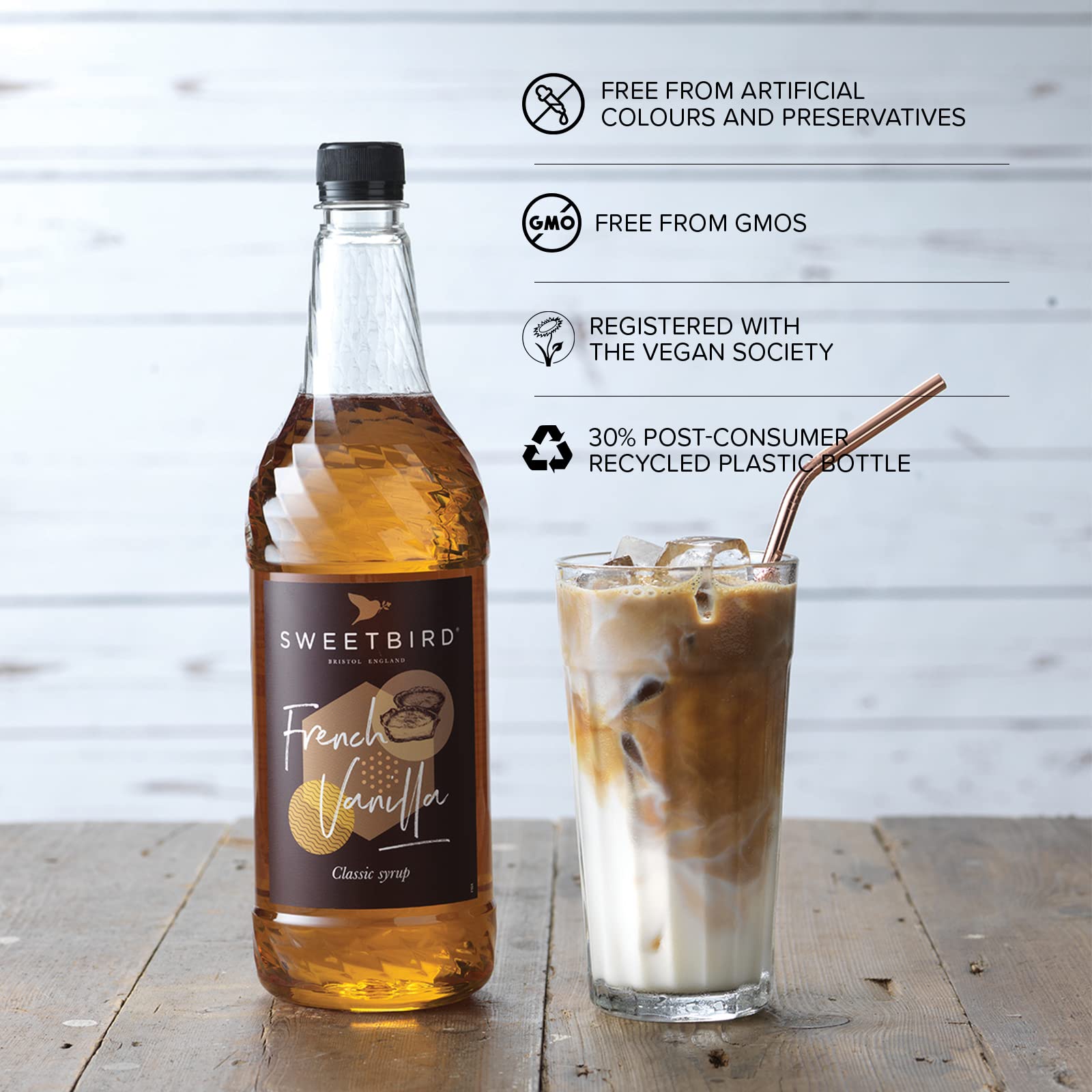 Sweetbird French Vanilla Syrup - 1 Litre Bottle | Vegan Friendly | Made with British Sugar 3