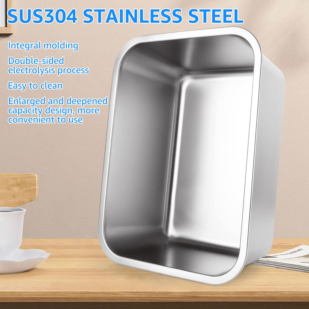 ASelected - Washing Up Bowl 304 Stainless Steel Large Rectangular 10 Litre