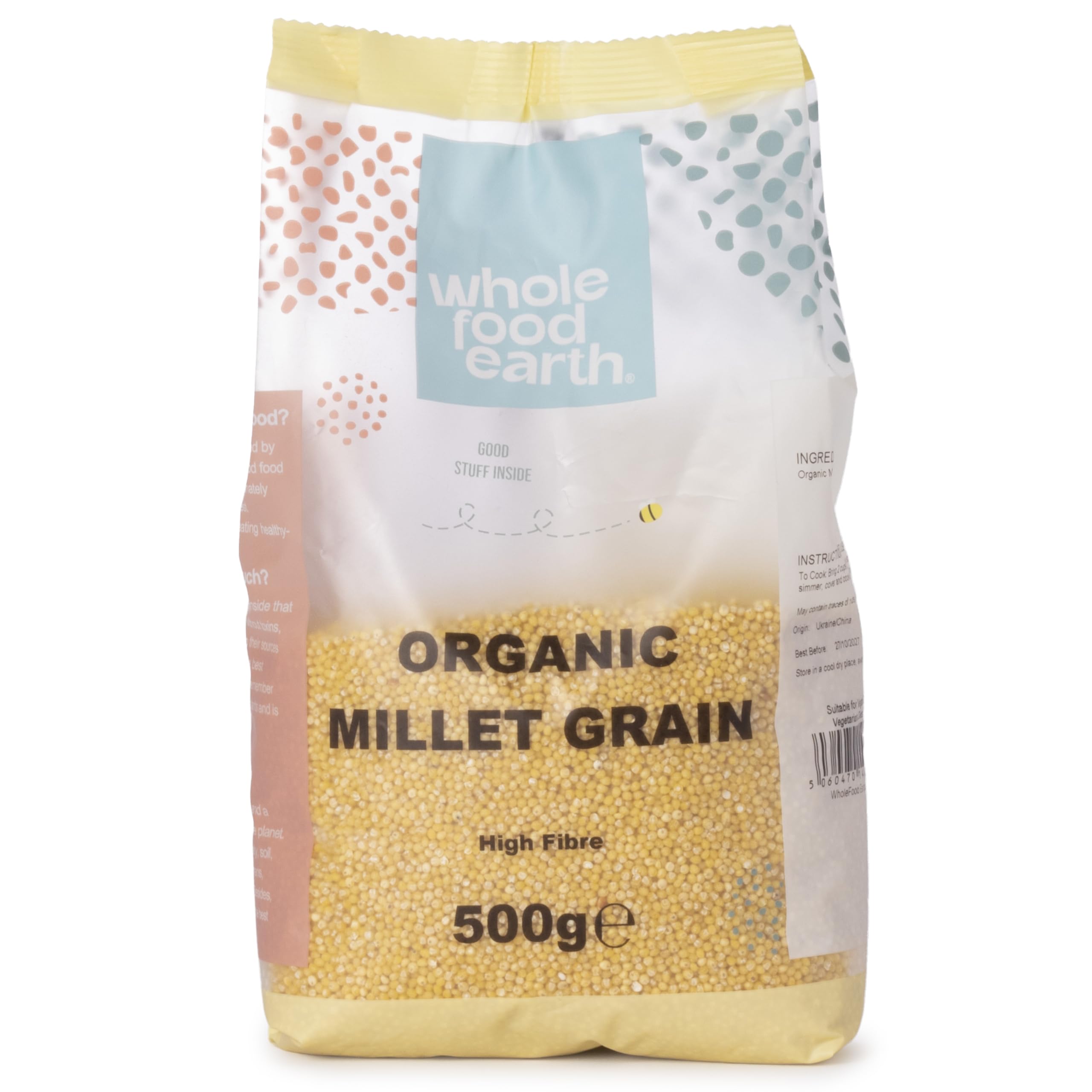 Wholefood Earth Organic Pearl Millet Grain - High Fibre | 500g | Vegan