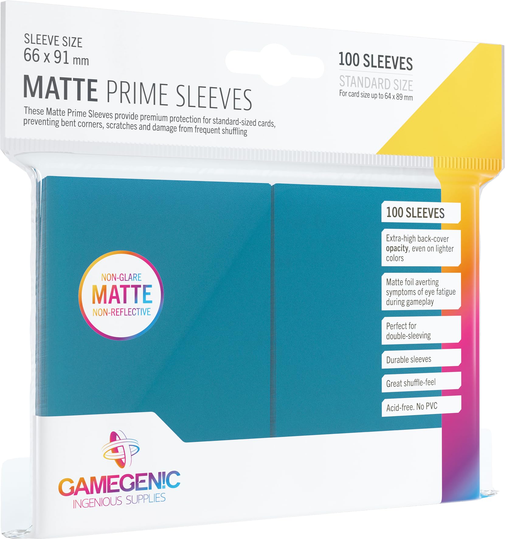 Gamegenic Matte Prime Sleeves (100-Pack) - Blue, Ideal for Double-Sleeving 1
