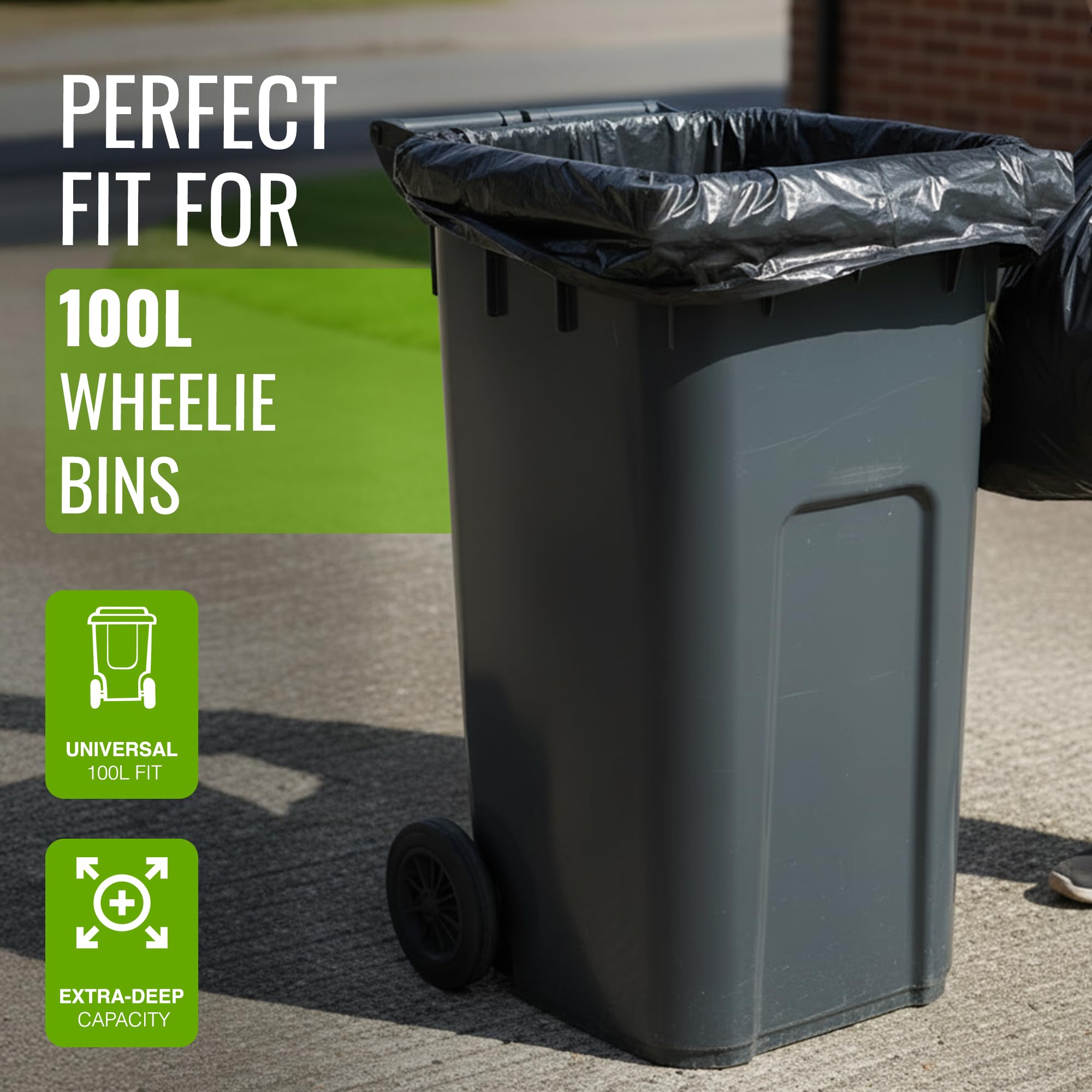 EcoBag 50 Pack Everyday Refuse Sacks - 100L Capacity | Heavy Duty & Leak Resistant