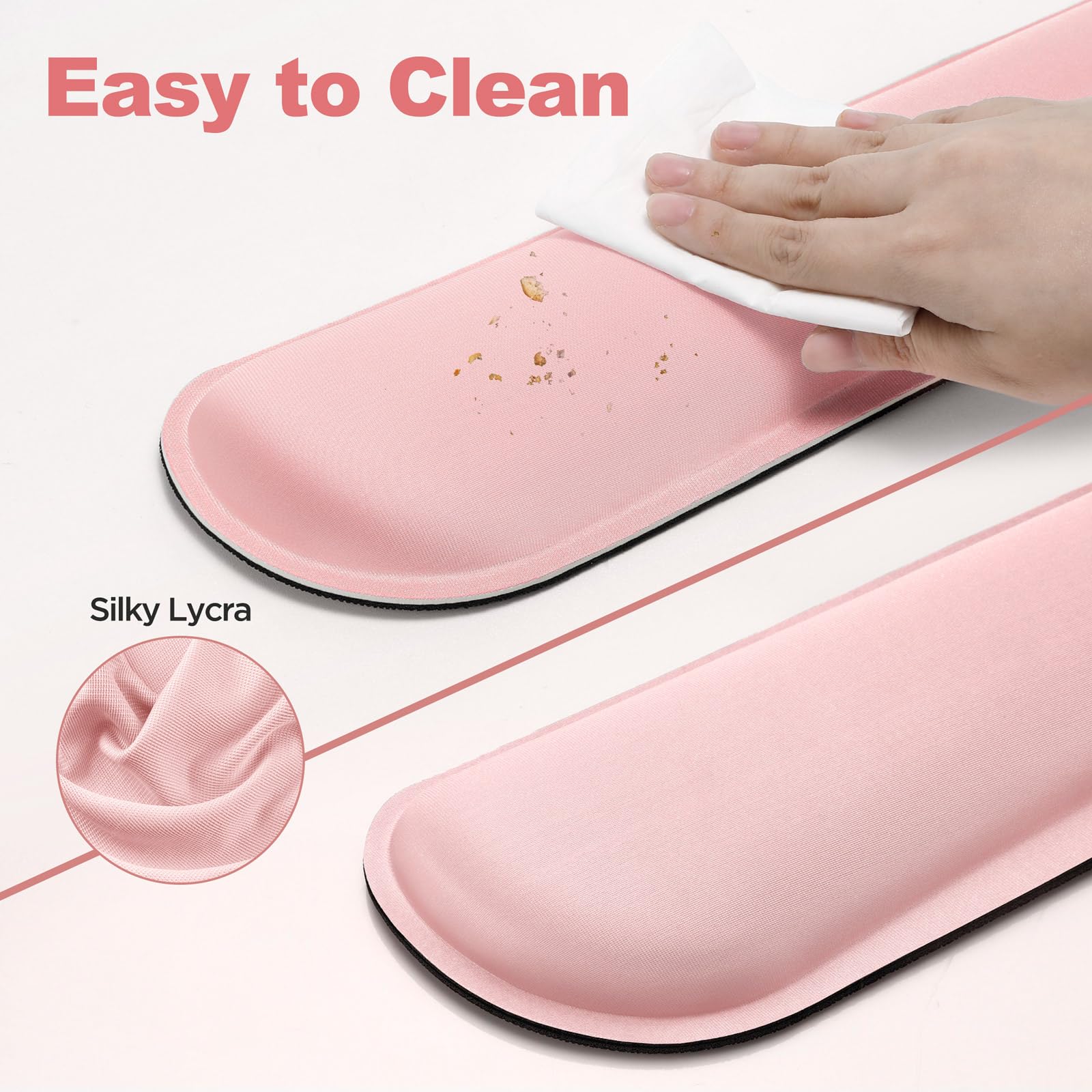 Gimars Upgrade Enlarge Silky Gel Memory Foam Wrist Rest for Keyboard & Mouse | 3CM Thick | Pink 4