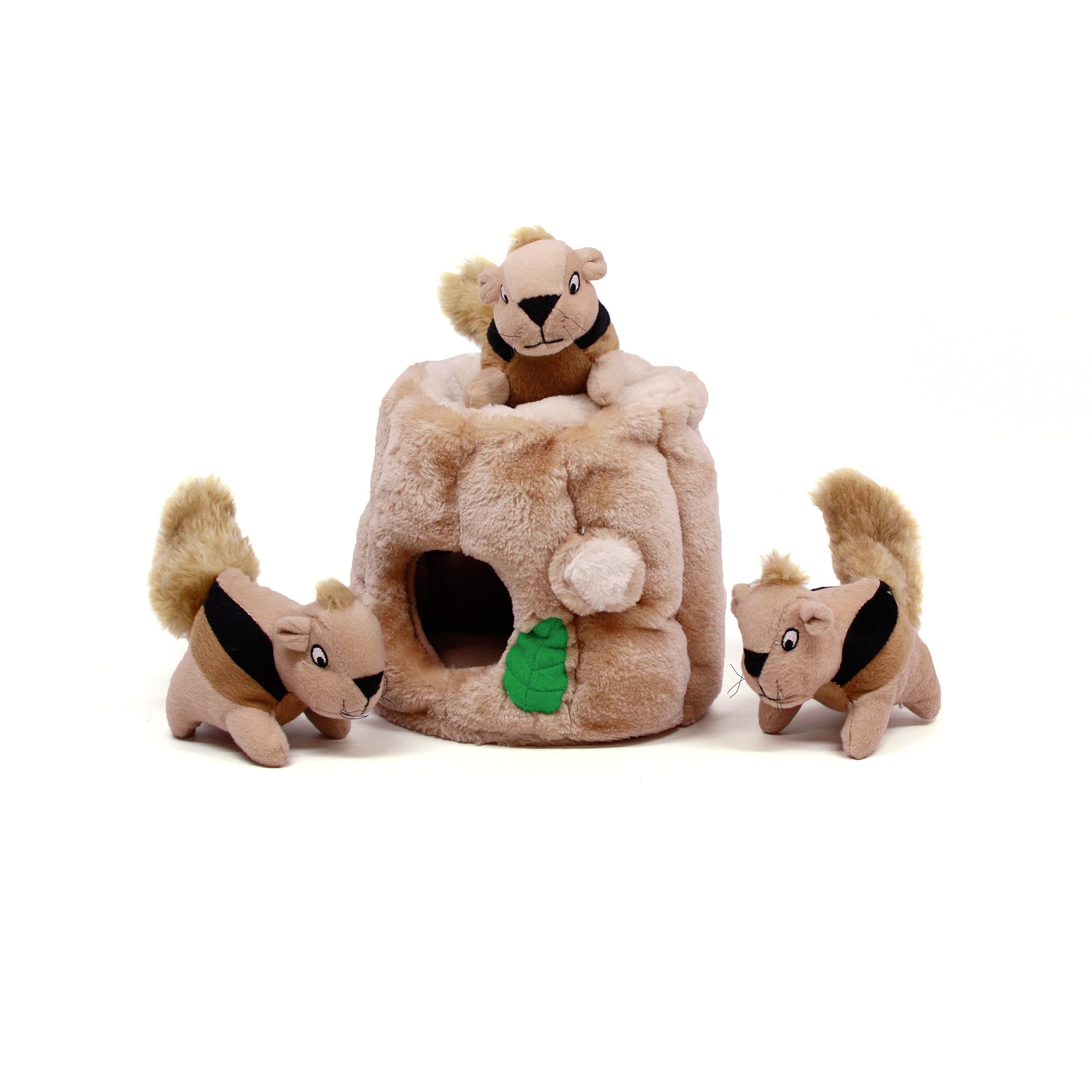 Outward Hound Squirrel Hide & Seek Plush Dog Toy - Medium Size | Includes 6 Squeakers 1