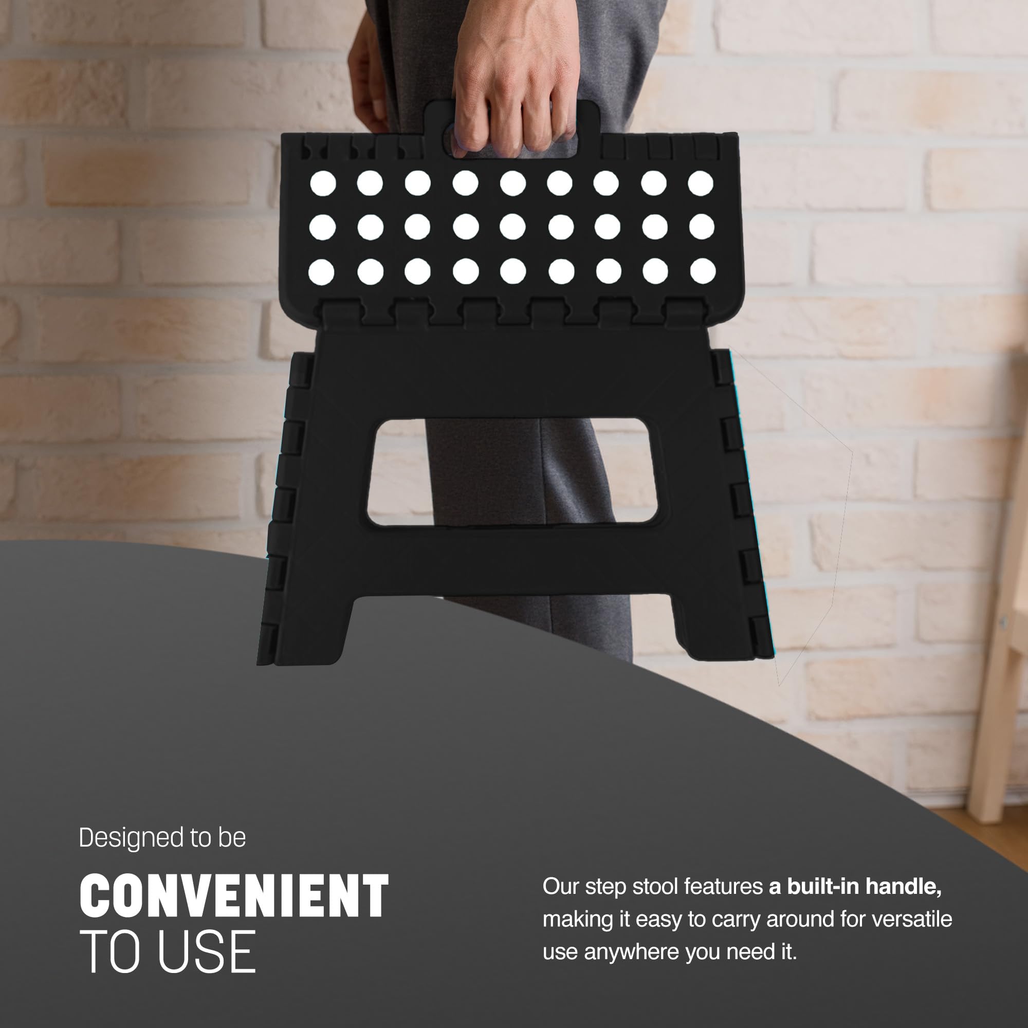 KEPLIN 9 Inch Heavy Duty Folding Step Stool | Plastic | Black | 150kg Capacity 4