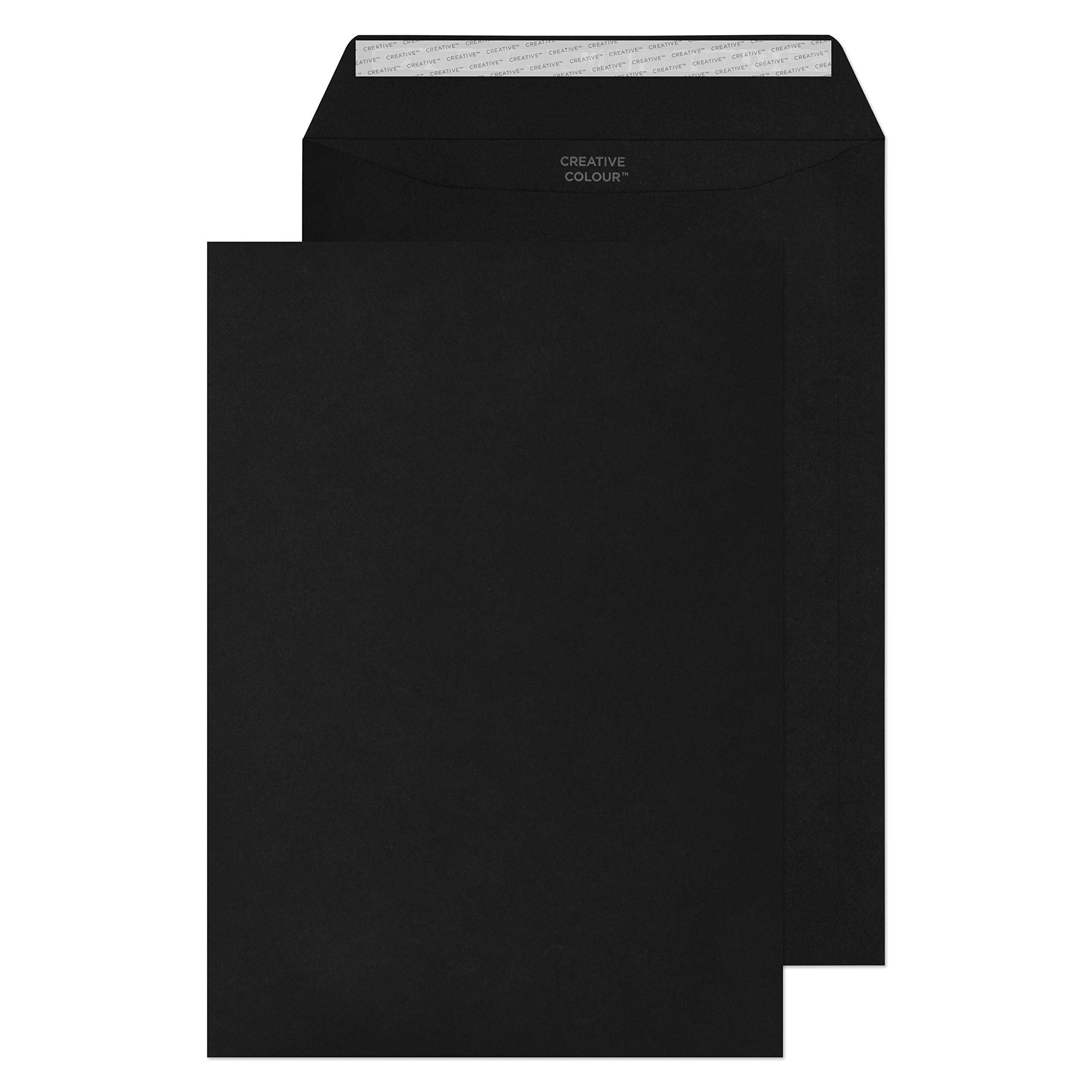 Blake Creative Colour C4 Pocket Envelopes 120 gsm Peel & Seal, Jet Black - Pack of 10