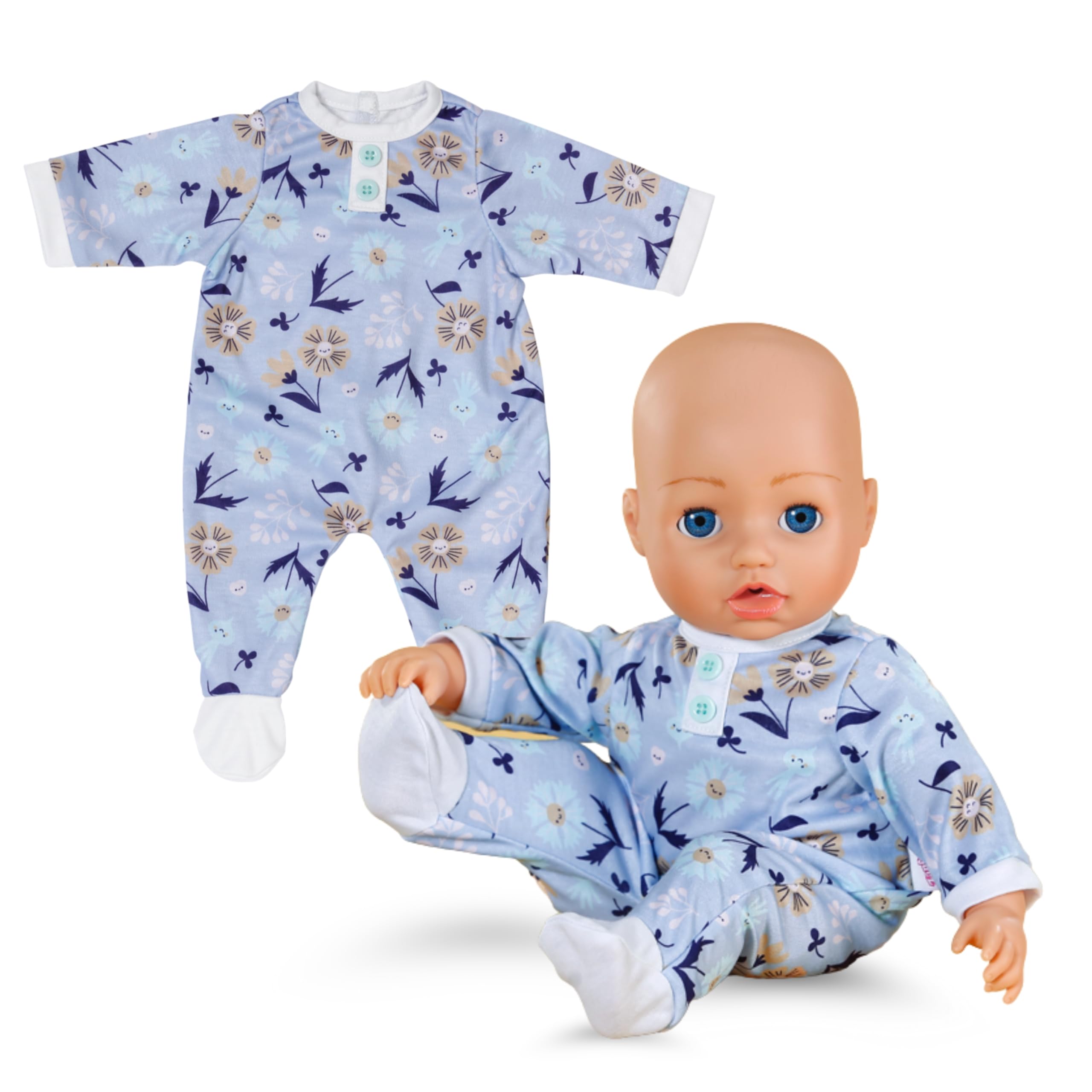 Baby Annabell Blue Romper - Soft Floral Fabric for 43cm Dolls