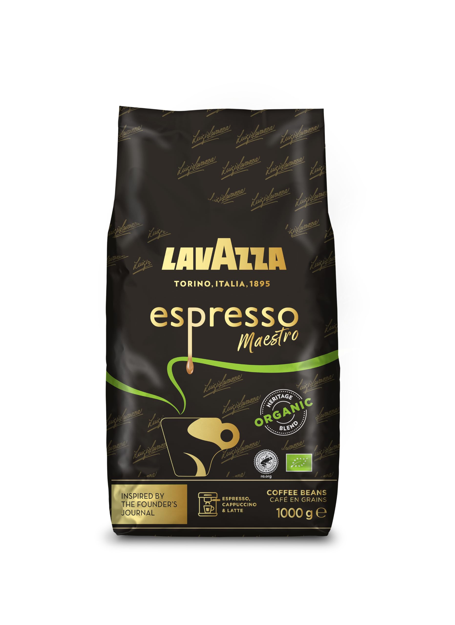 Lavazza Espresso Maestro Whole Roasted Coffee Beans - Organic Blend, 1kg 1