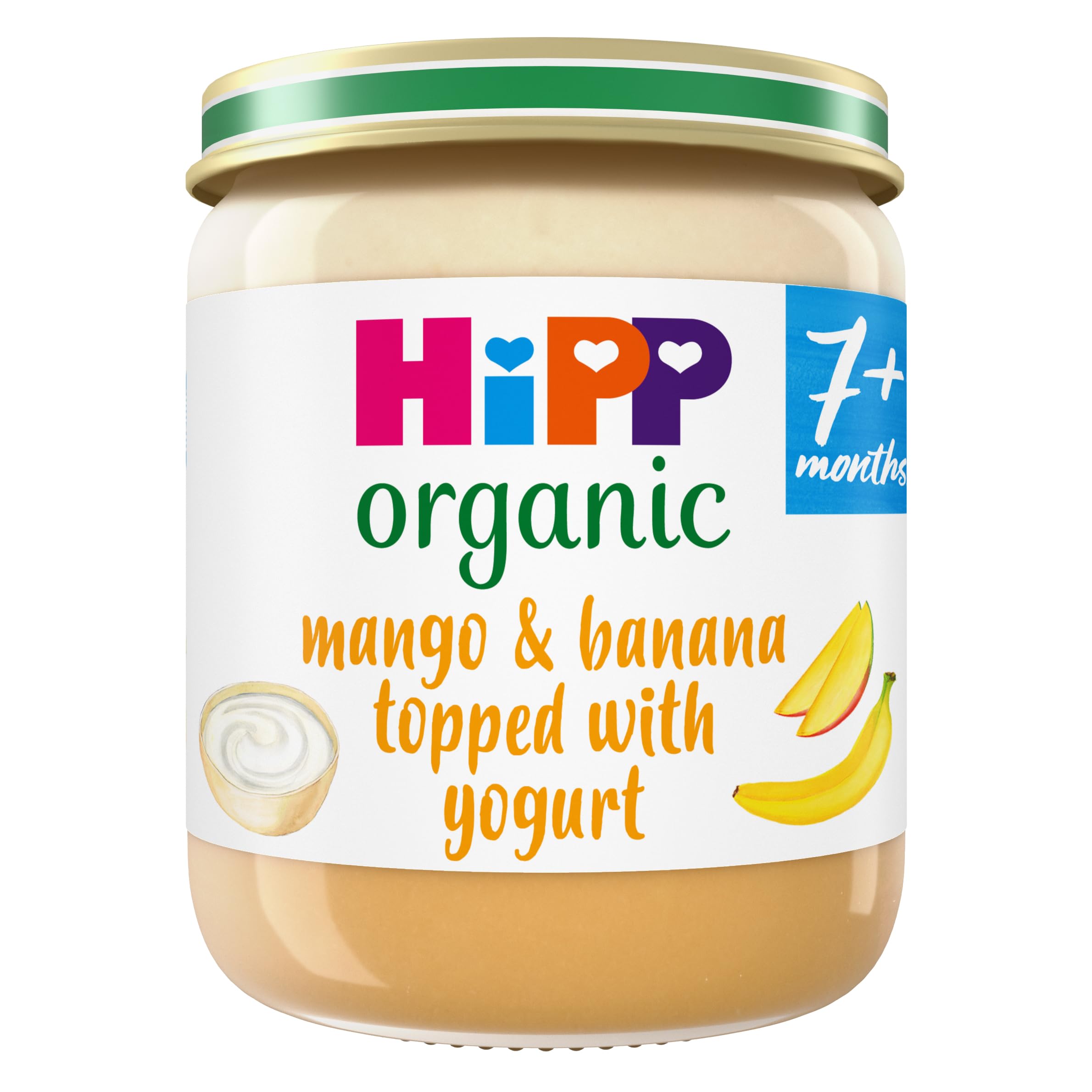 HiPP Organic Mango & Banana with Yogurt Baby Food Jar - 7+ Months, Gluten Free, 160g (Pack of 6)