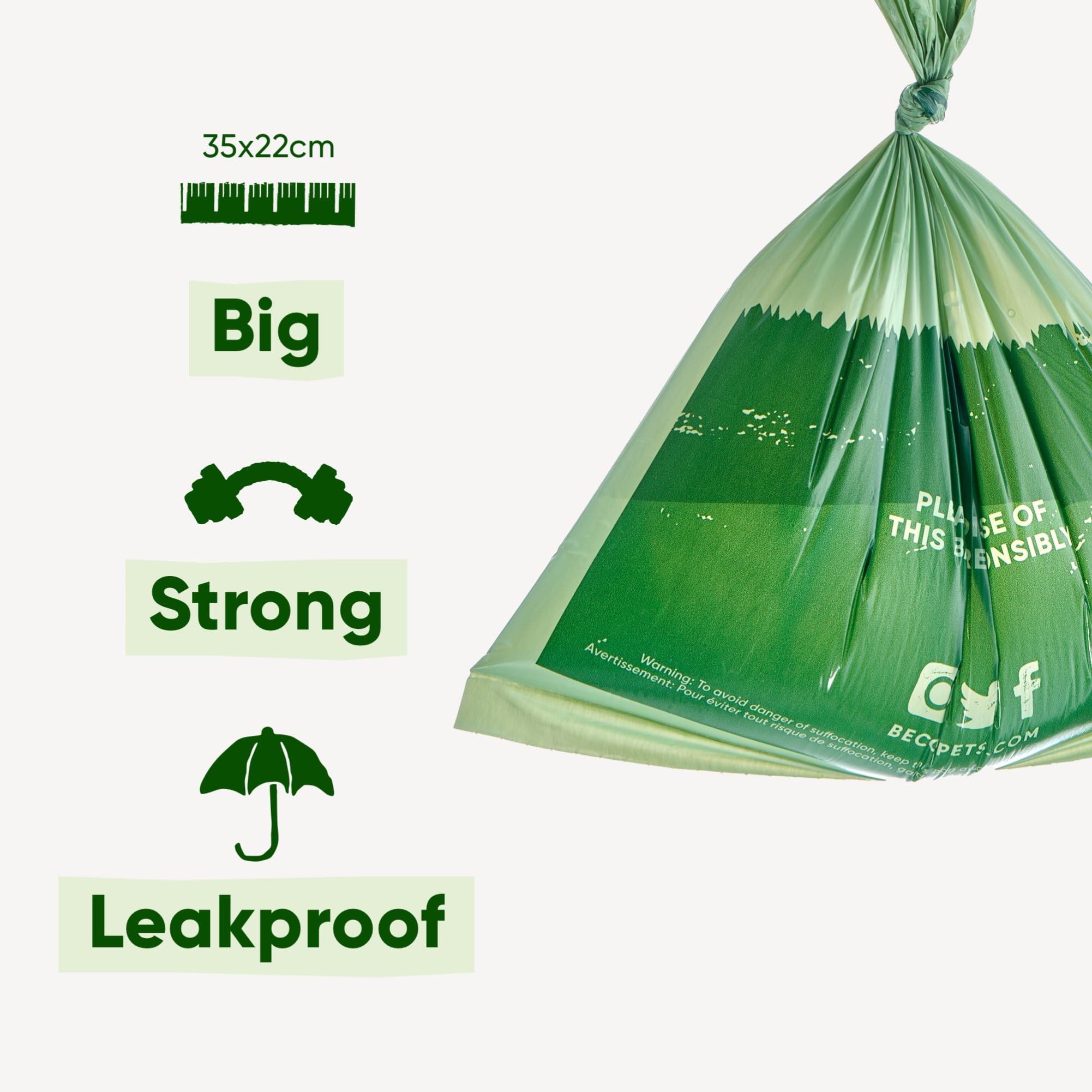 Beco Strong & Large Poop Bags - 270 Bags (18 Rolls) - Unscented | Leakproof | Recycled Material 2