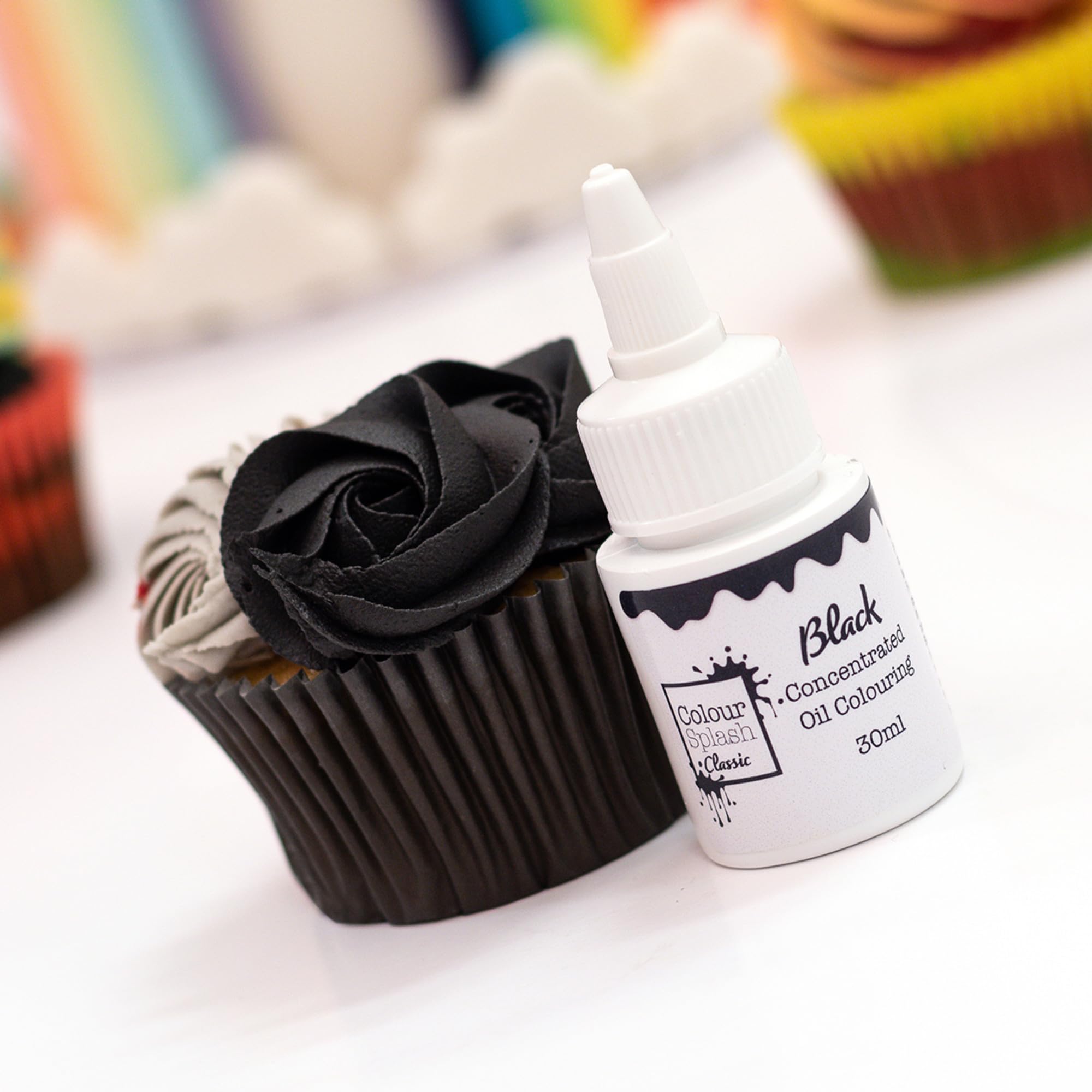 Colour Splash - Oil Based Food Colour Black | Vibrant Edible Colouring for Baking | 30ml 6