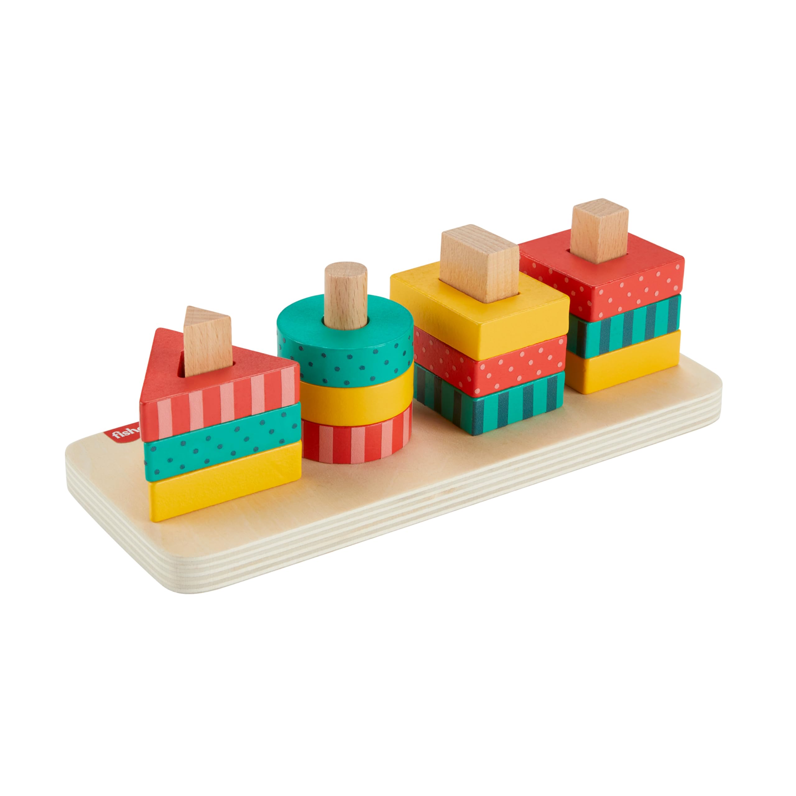 Fisher-Price Wooden Shape Stacker Sorting Toy - Early Development | 13 Wood Pieces | Ages 2+