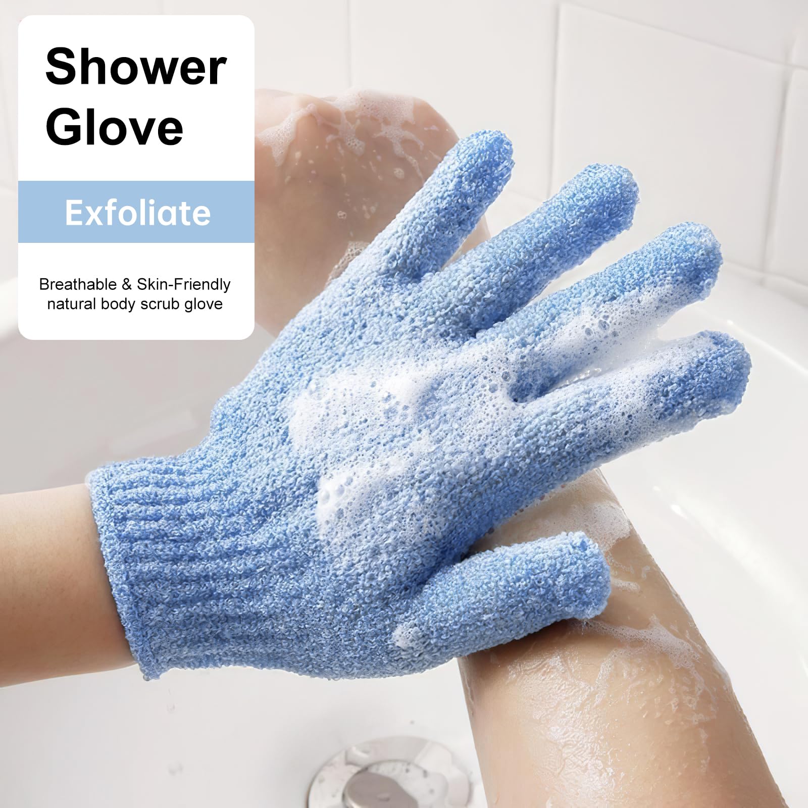 Lafefe Exfoliating Gloves - 6 Pack Shower Mitts for Deep Cleansing | Tri-Color Set | Built-in Hooks 5