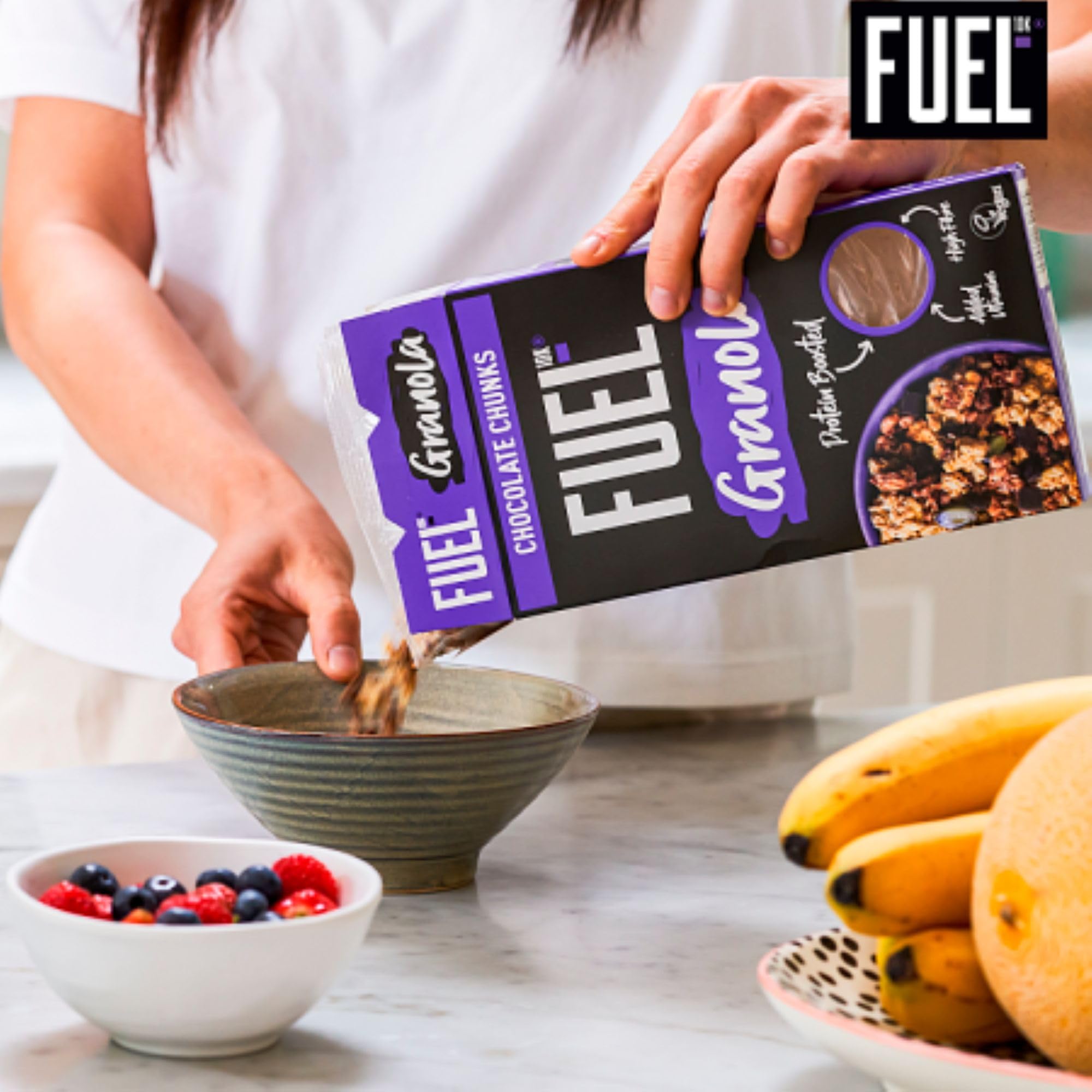 FUEL10K Chocolate Chunks Protein Granola Breakfast Cereal - High Protein, Chunky Granola with Dark Chocolate 5