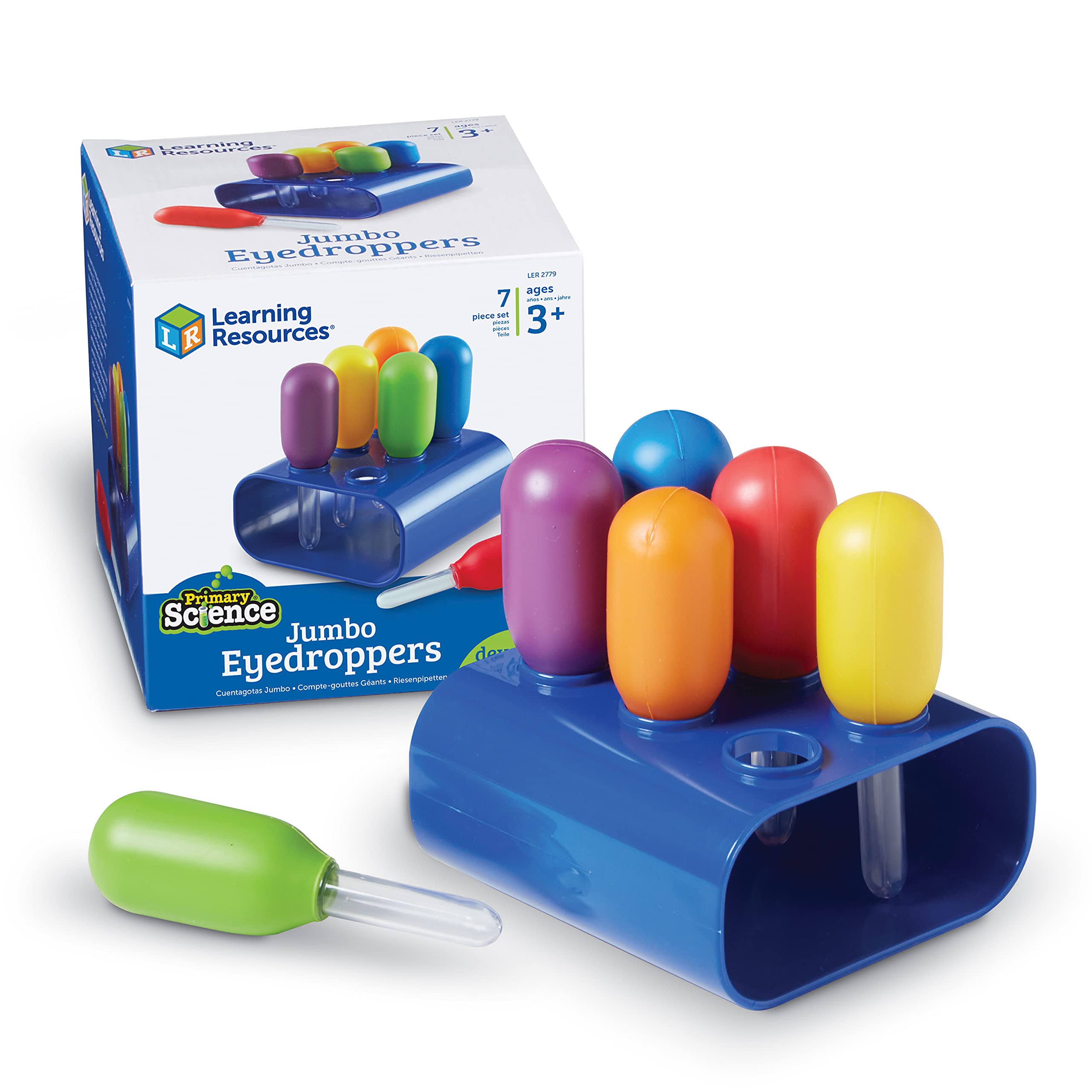 Learning Resources Jumbo Colorful Eyedroppers - Set of 6 with Stand | Ages 3+ | Motor Skills