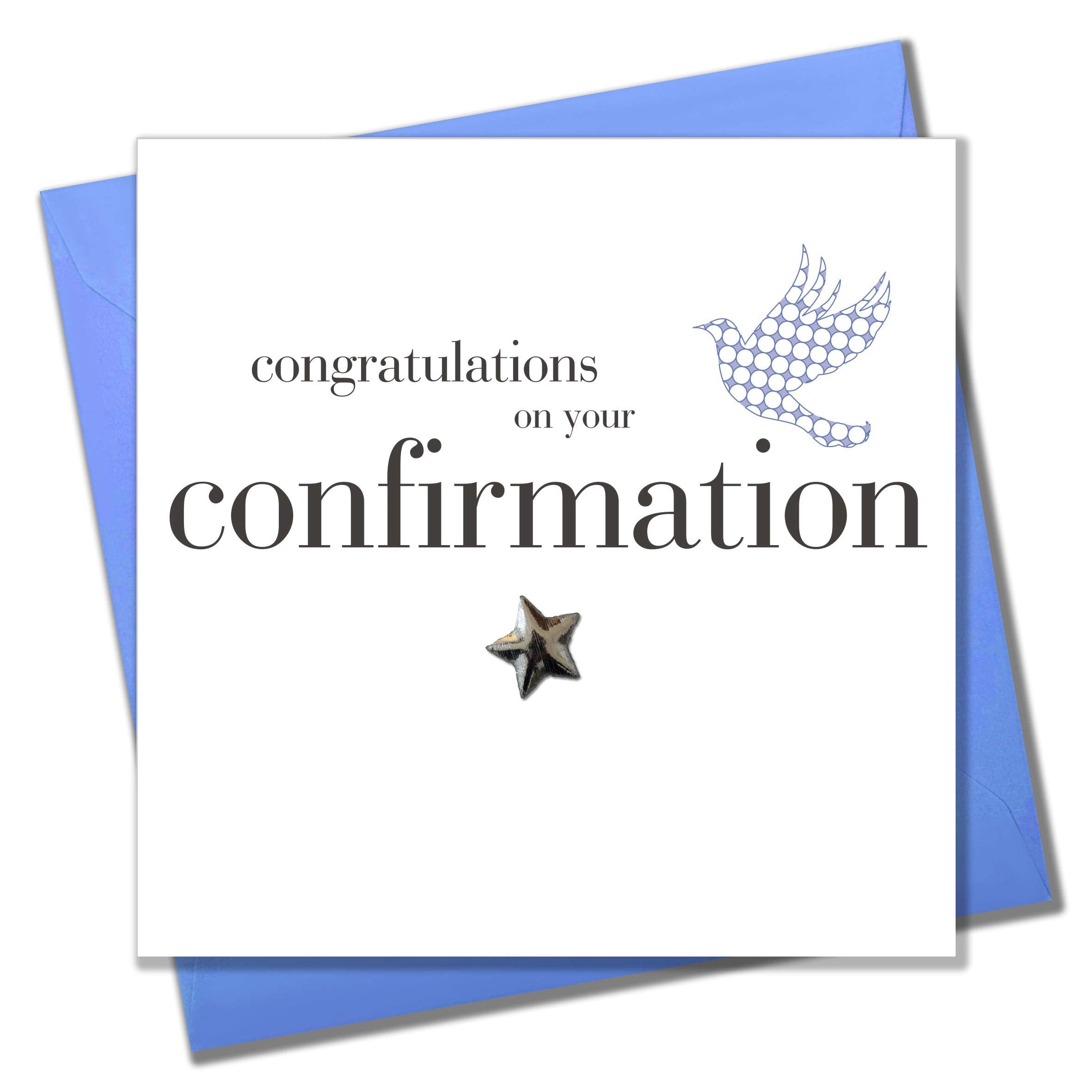 Claire Giles Greeting Cards Toast Confirmation Boy Card - Padded Silver Star | 150x150mm | Blank Inside