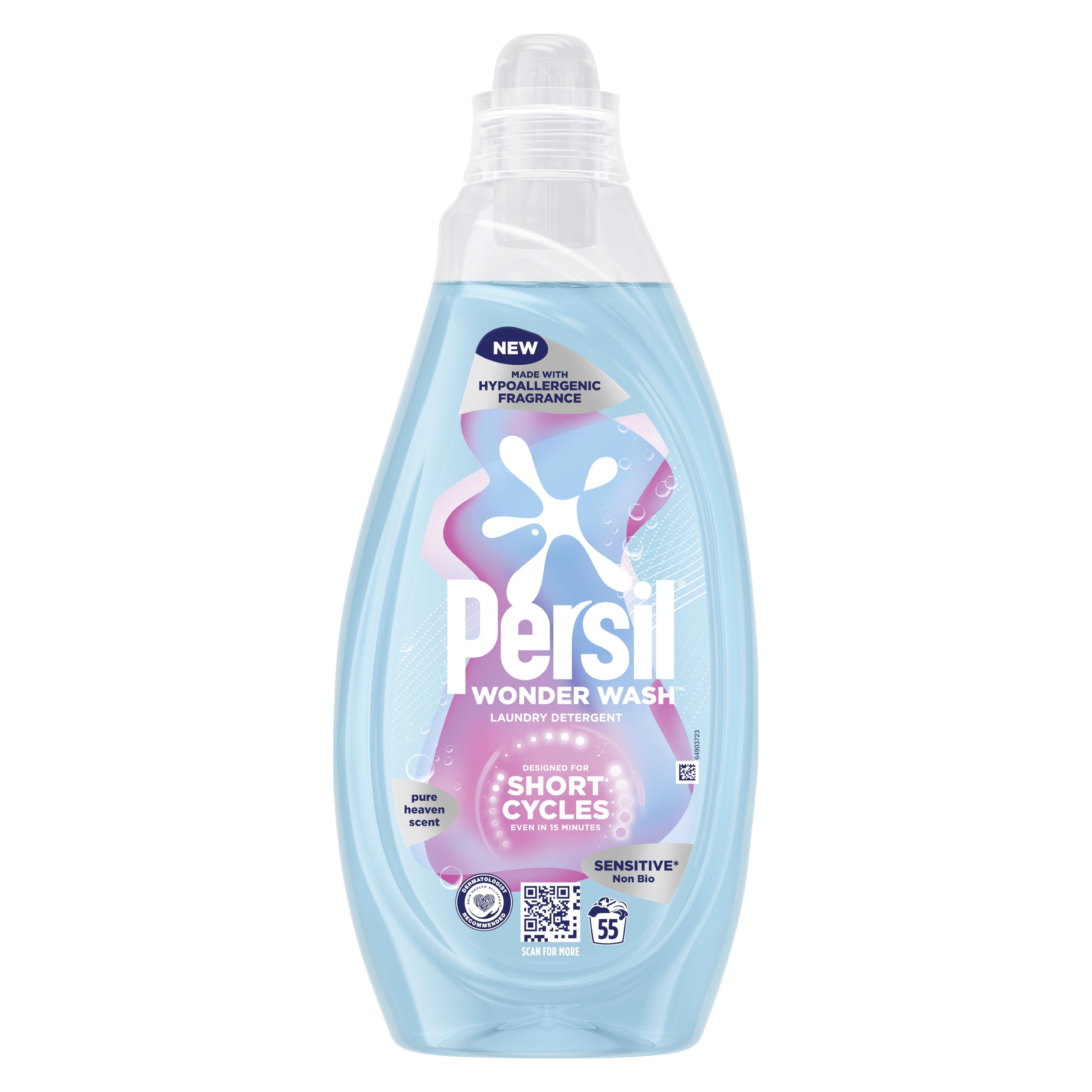 Persil Wonder Wash Sensitive Non Bio Liquid Detergent - Gentle on Skin | 1.49 L | 15 Minute Wash