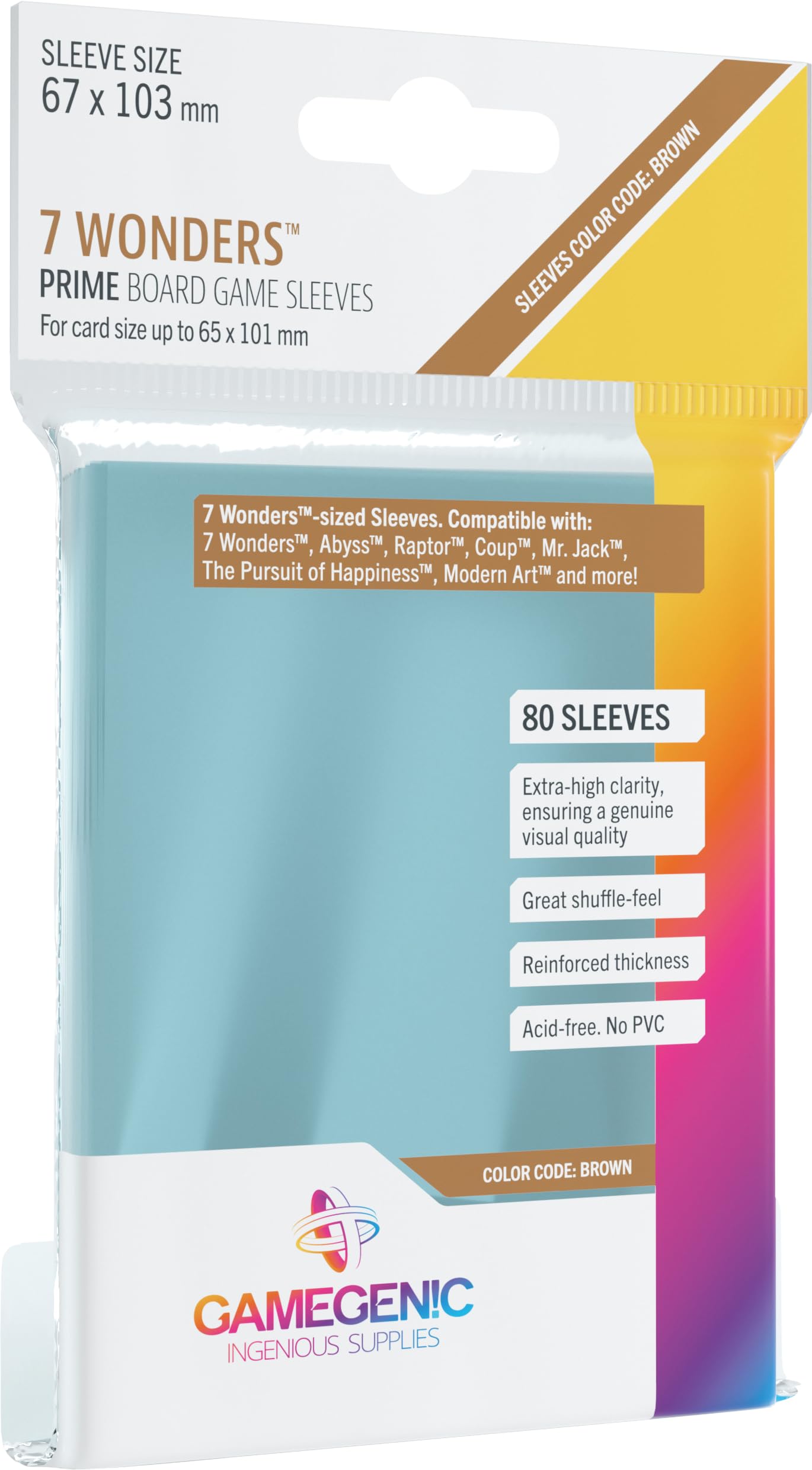 Gamegenic Prime 7 Wonders Sleeves 67x103mm (80), Clear 1