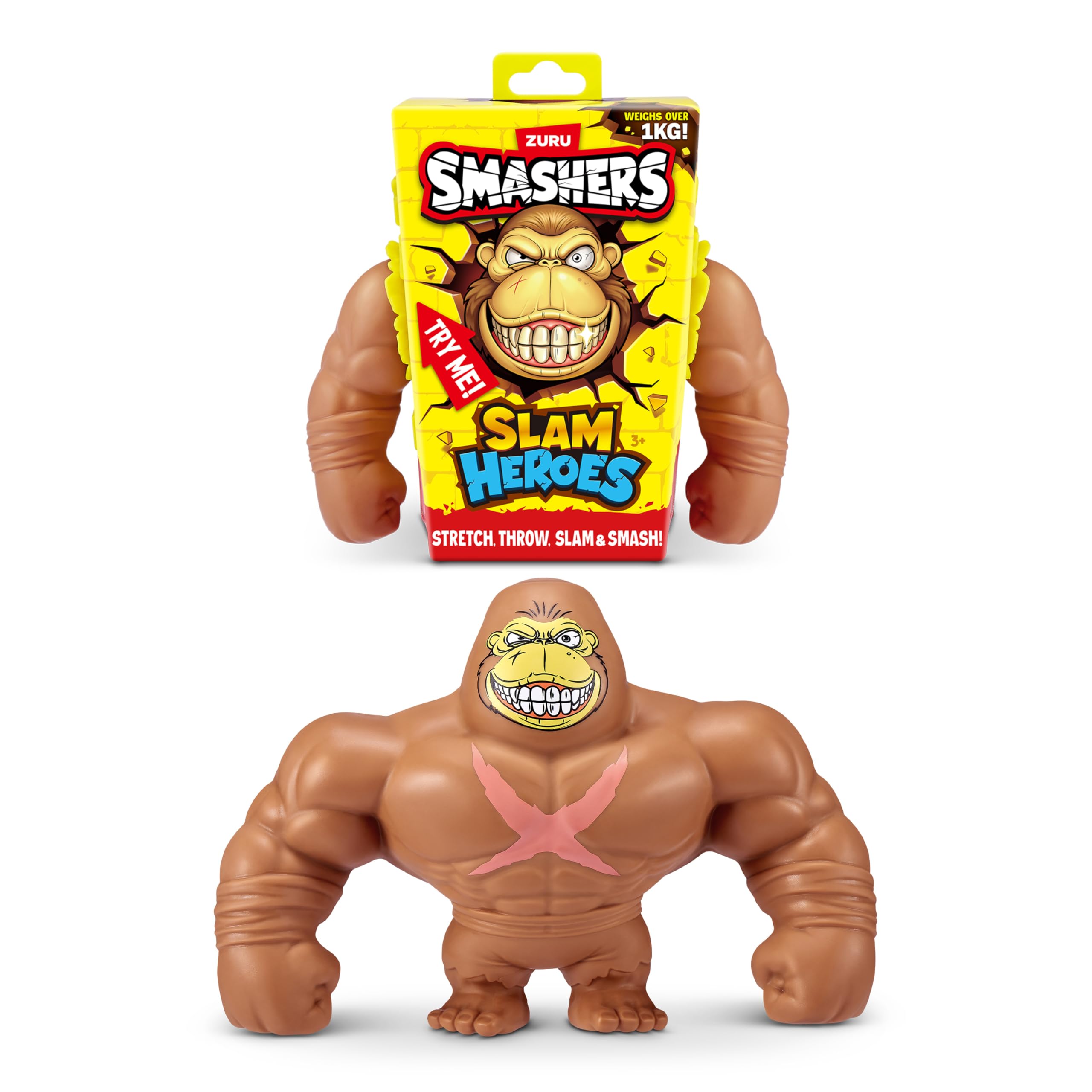 Smashers SLAM Heroes Gorilla (Brown) - Stretchable Action Figure for Kids 3+ 1