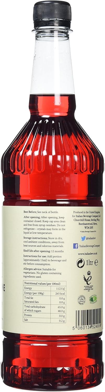 Simply - Grenadine Syrup 1L, Vegan & Nut Free, Non-Alcoholic Flavouring for Drinks & Baking