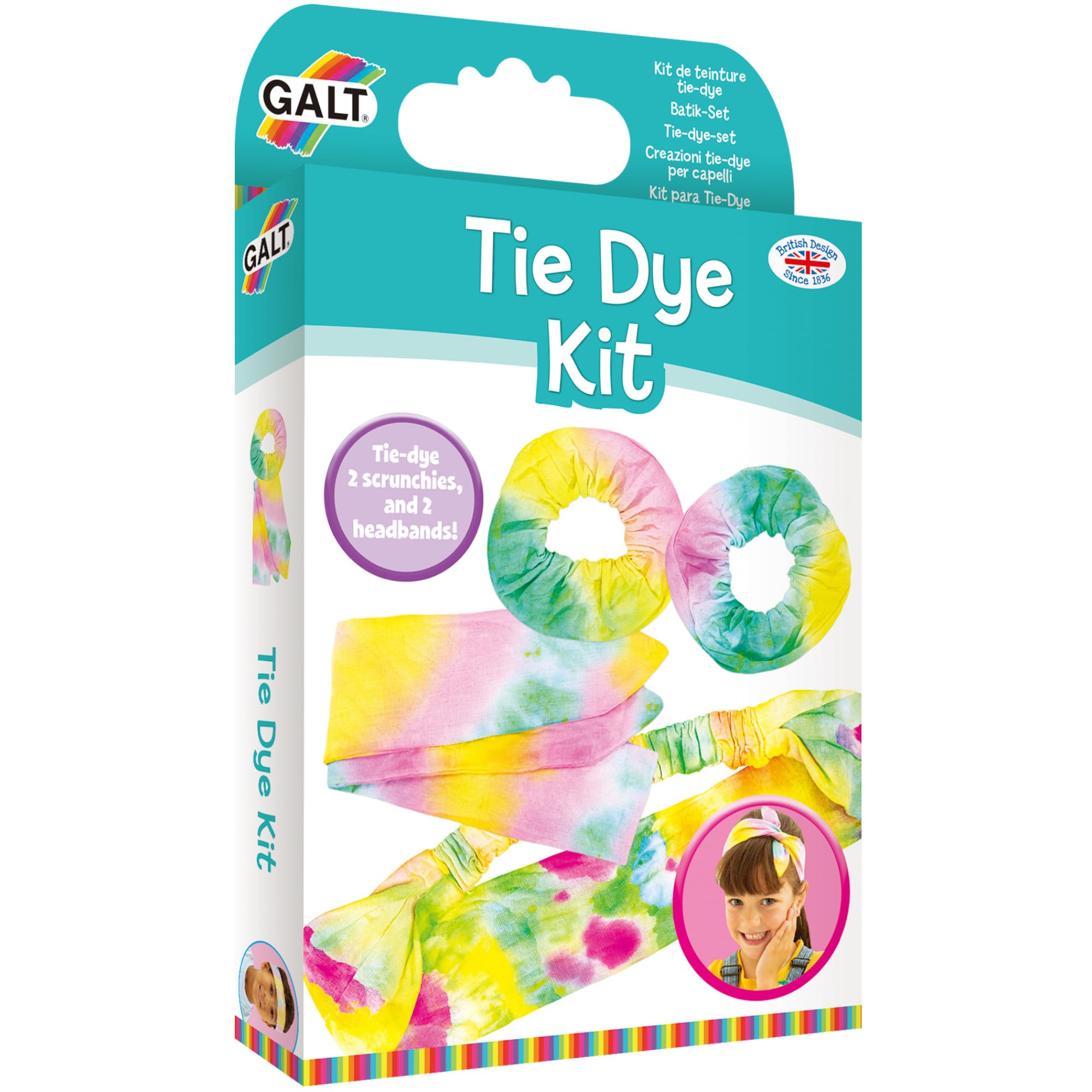 Galt Tie Dye Kit - Craft Kit for Kids, Make Your Own Tie-Dye Headbands & Scrunchies, Ages 5+ 1