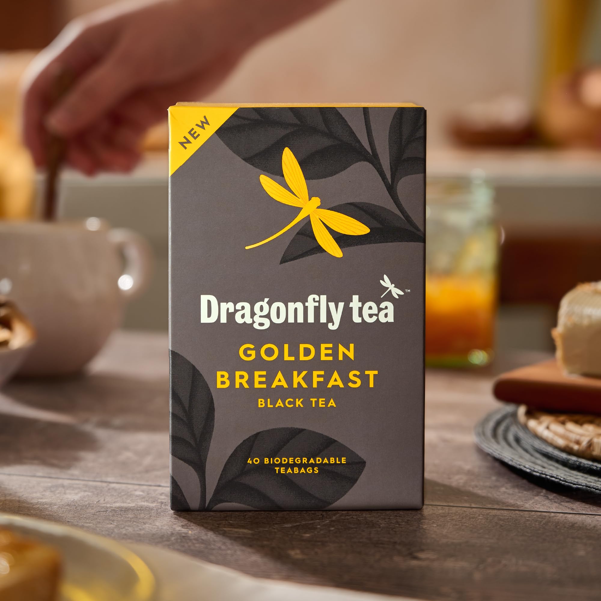 Dragonfly Tea Golden Breakfast Black Tea, 160 Biodegradable Tea Bags (4x40) - Bright & Smooth English Breakfast Blend 4