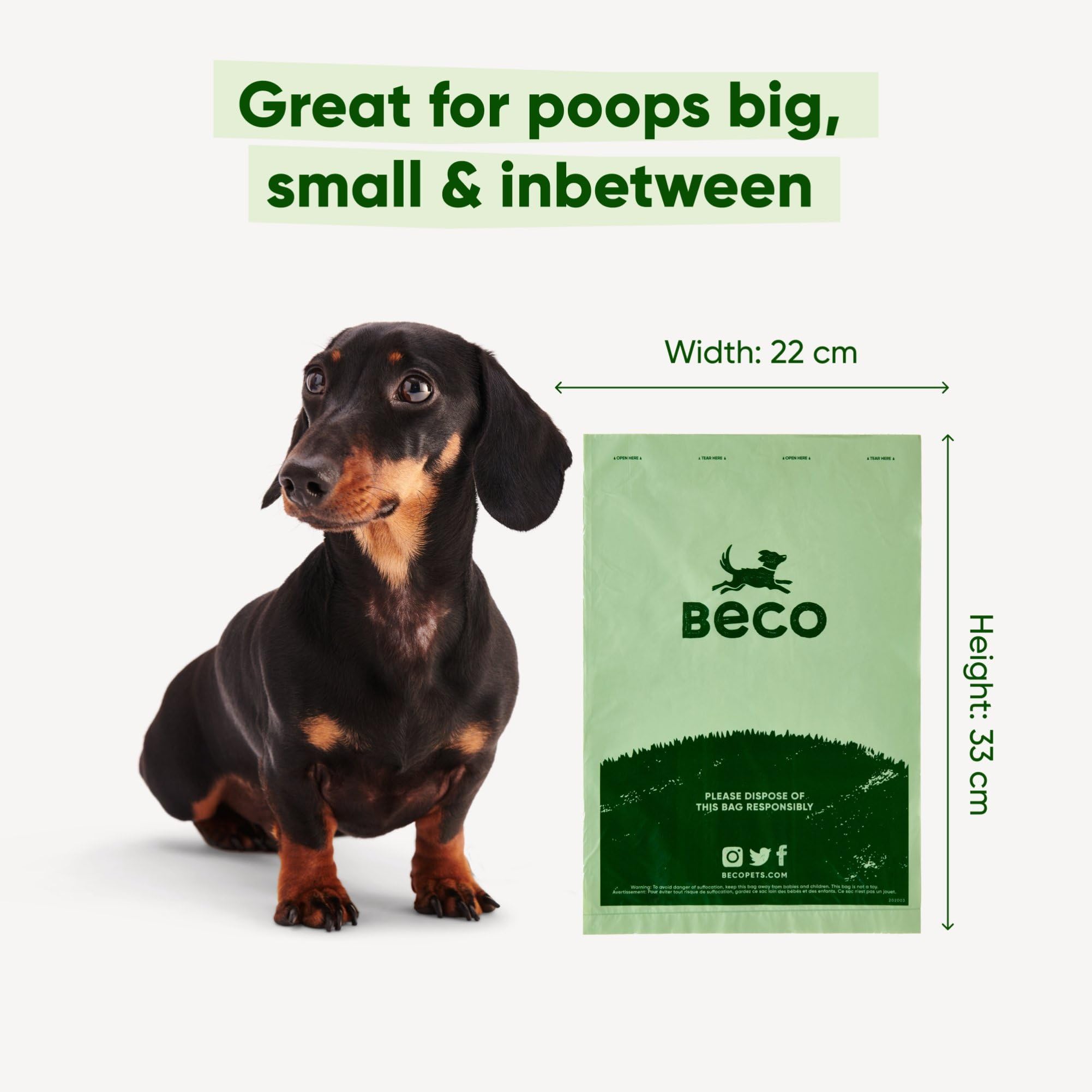 Beco Strong & Large Poop Bags - 270 Bags (18 Rolls of 15) - Mint Scented | Leakproof | Recycled Plastic 5