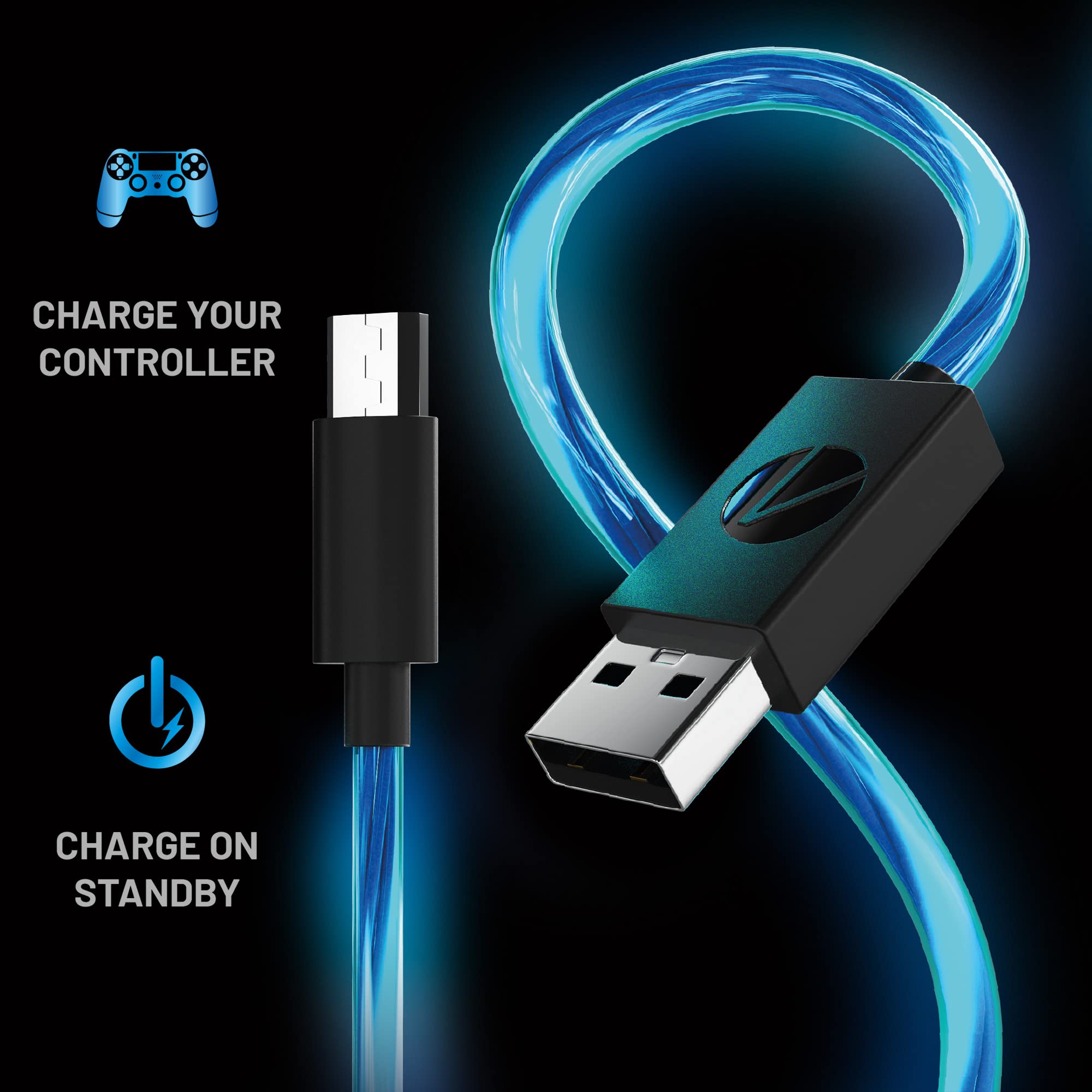 Stealth SP-LED-2M 2m LED Light-Up Twin Play & Charge Cables for PS4 DualShock Controllers 13
