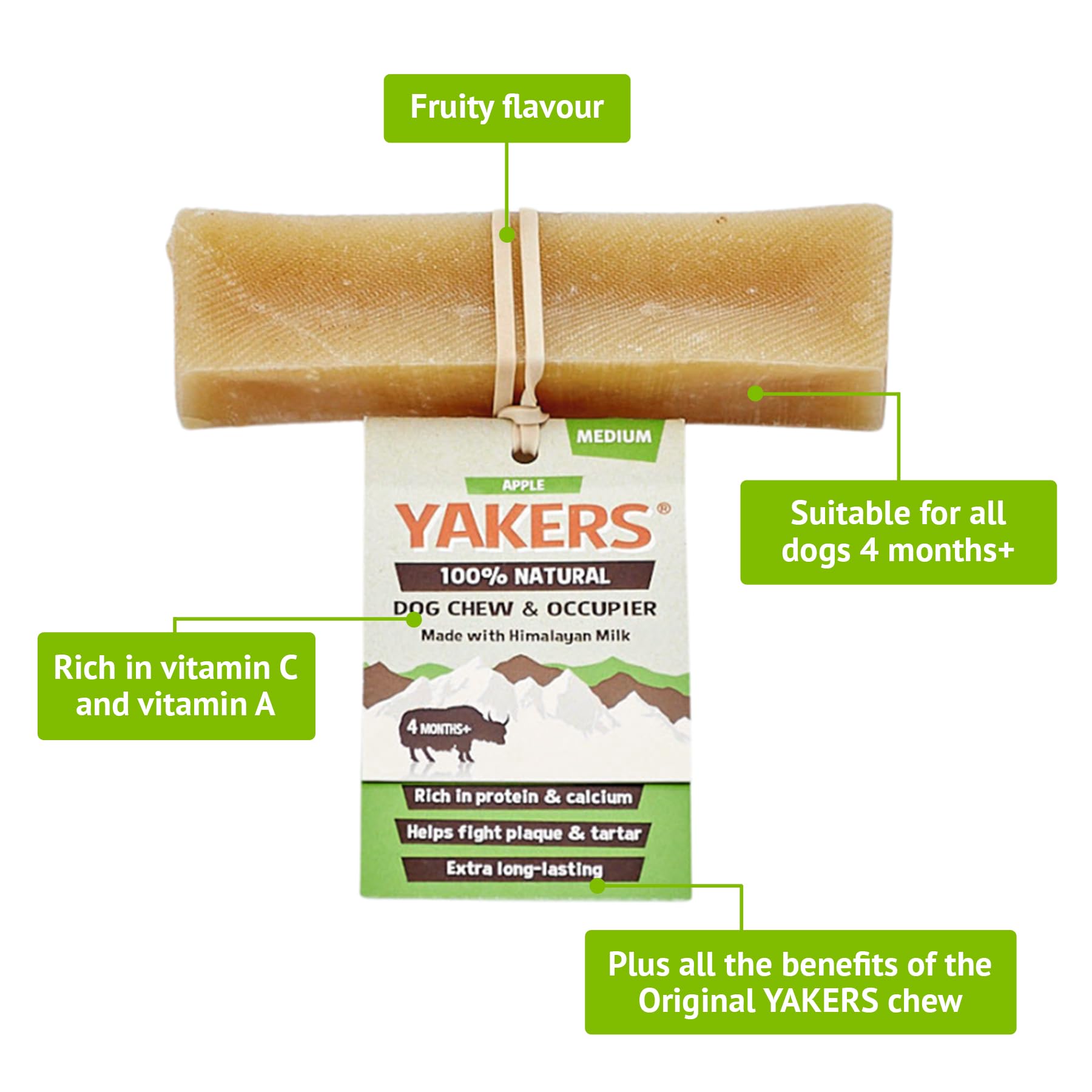 Yakers Apple Dog Chew for Large Breeds - Extra Large Size | Promotes Dental Health | High Protein & Calcium 2