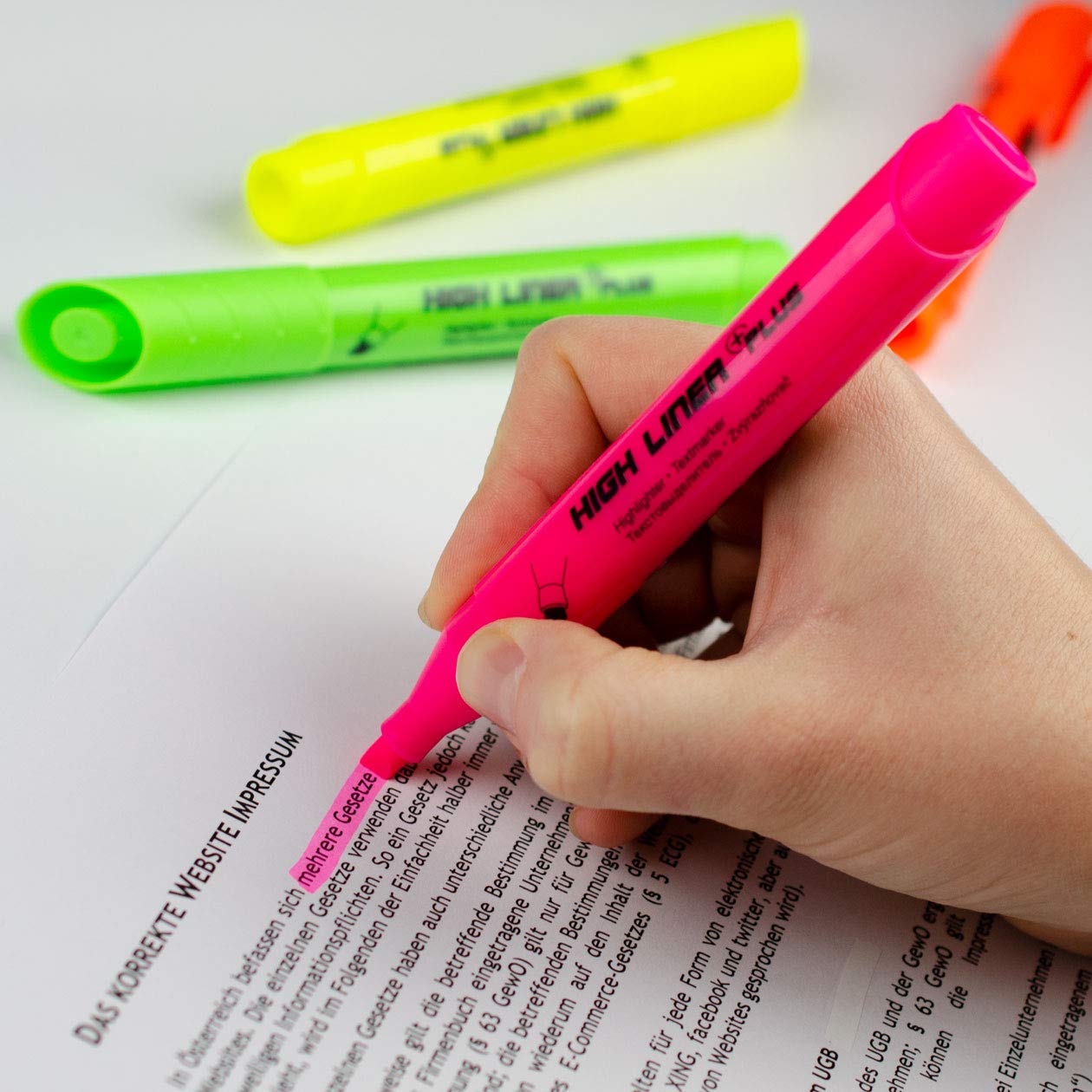 Kores High Liner Plus Highlighter - Yellow Fluorescent, Chisel Tip (Pack of 1) 4