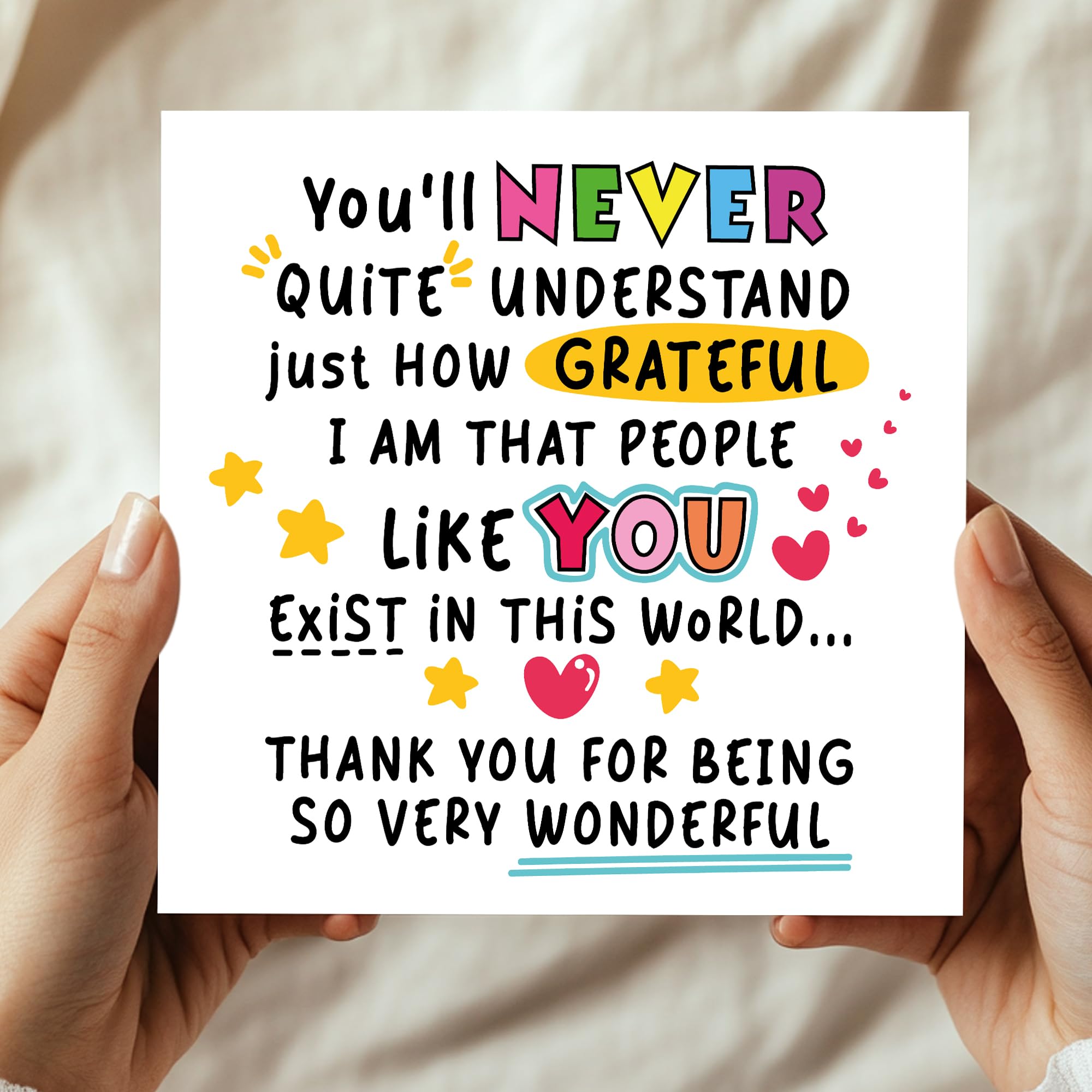 RED OCEAN Handmade Thank You Card - Square 14.5cm | 350gsm Matte Card | Brown Craft Envelope Included 5