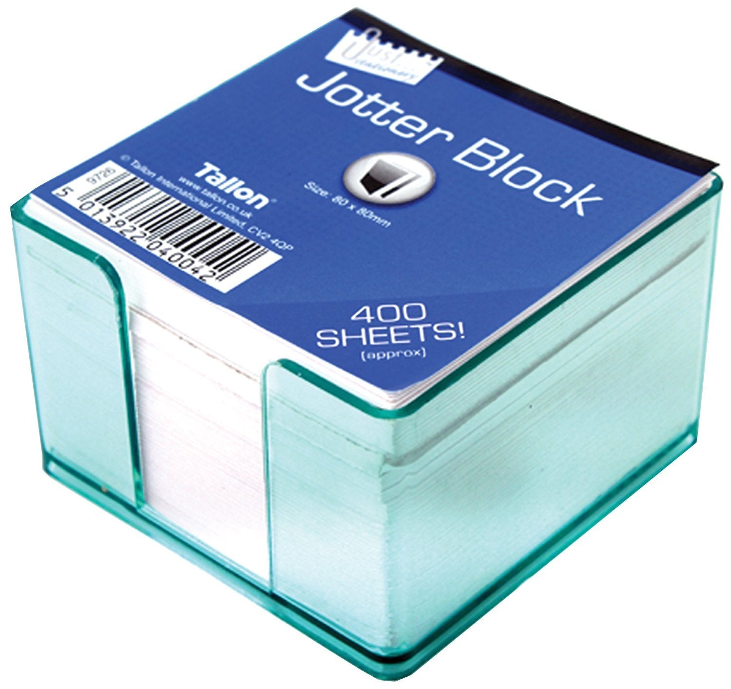 Just stationery 400 Sheet Jotter Block | 80mm x 80mm Square Pad | Plain White Paper