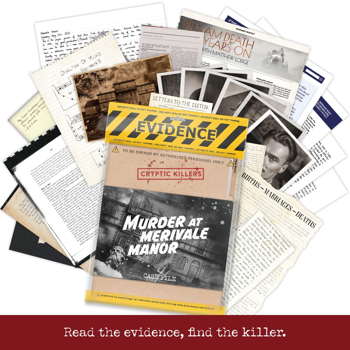 Cryptic Killers Cold Case Files Investigation - Murder at Merivale Manor | 30 Pieces of Evidence | 4/5 Difficulty 6