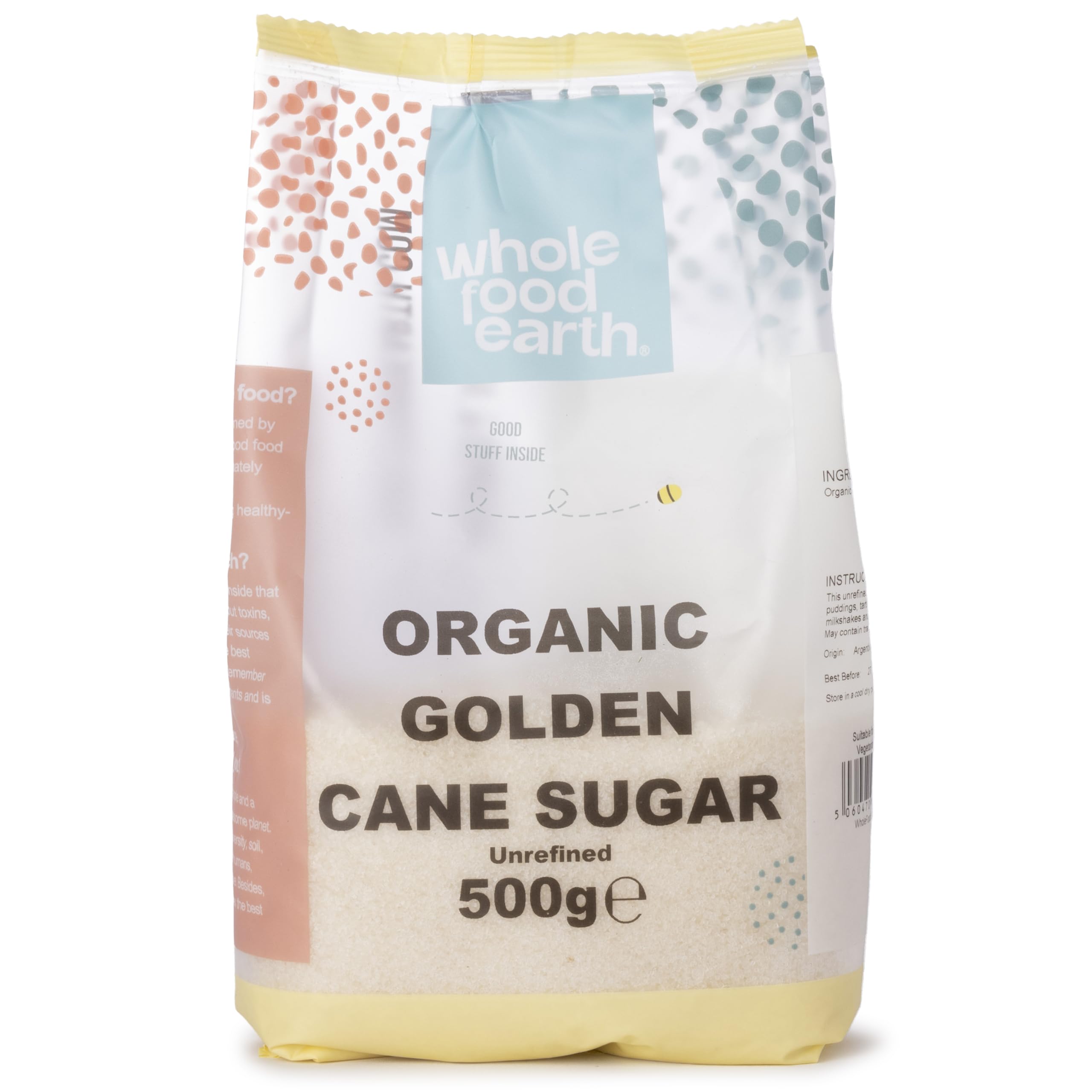 Wholefood Earth Organic Golden Cane Sugar - 500g | Unrefined | Vegan