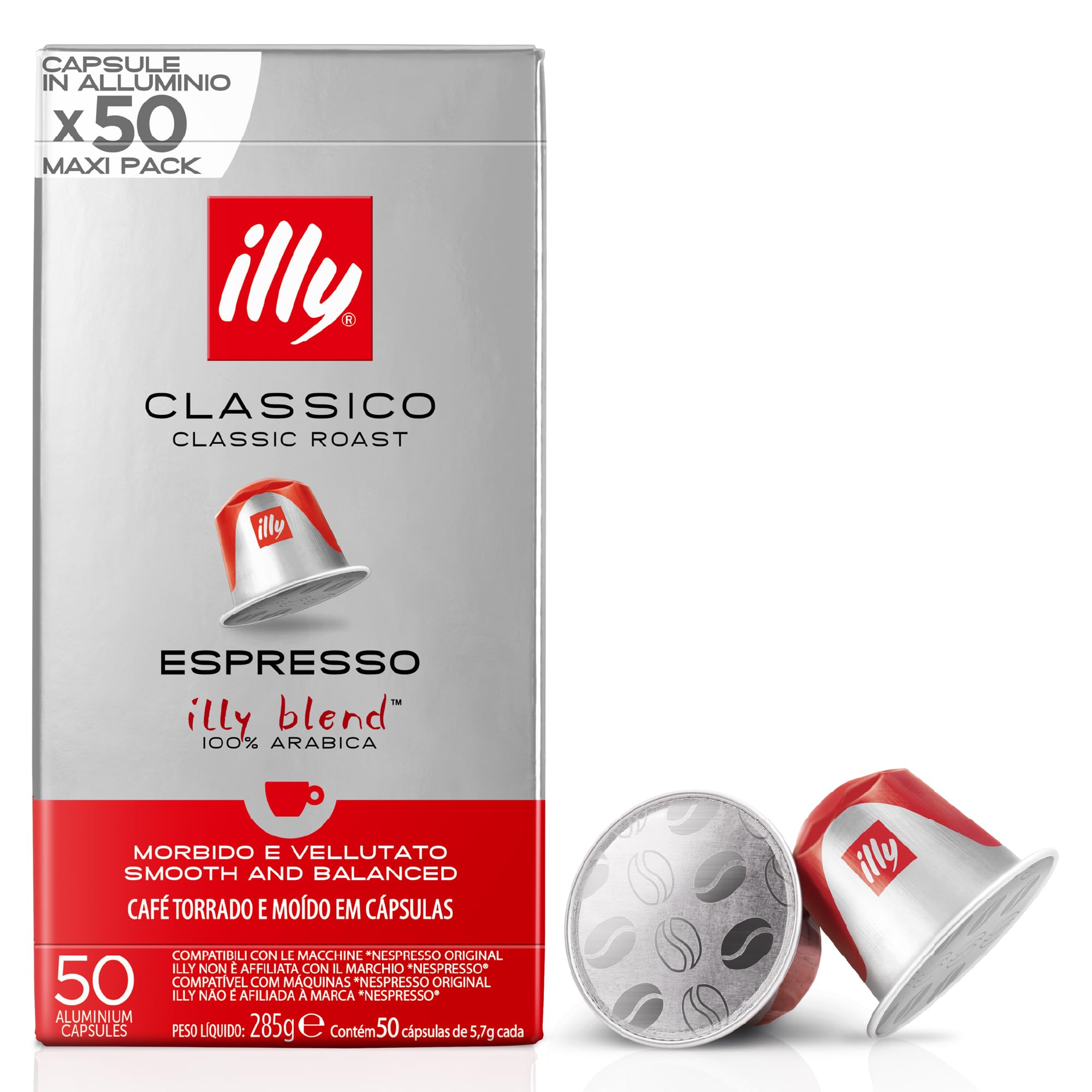 illy Classico Coffee Pods - 50 Count | Nespresso Original Compatible | Smooth & Balanced