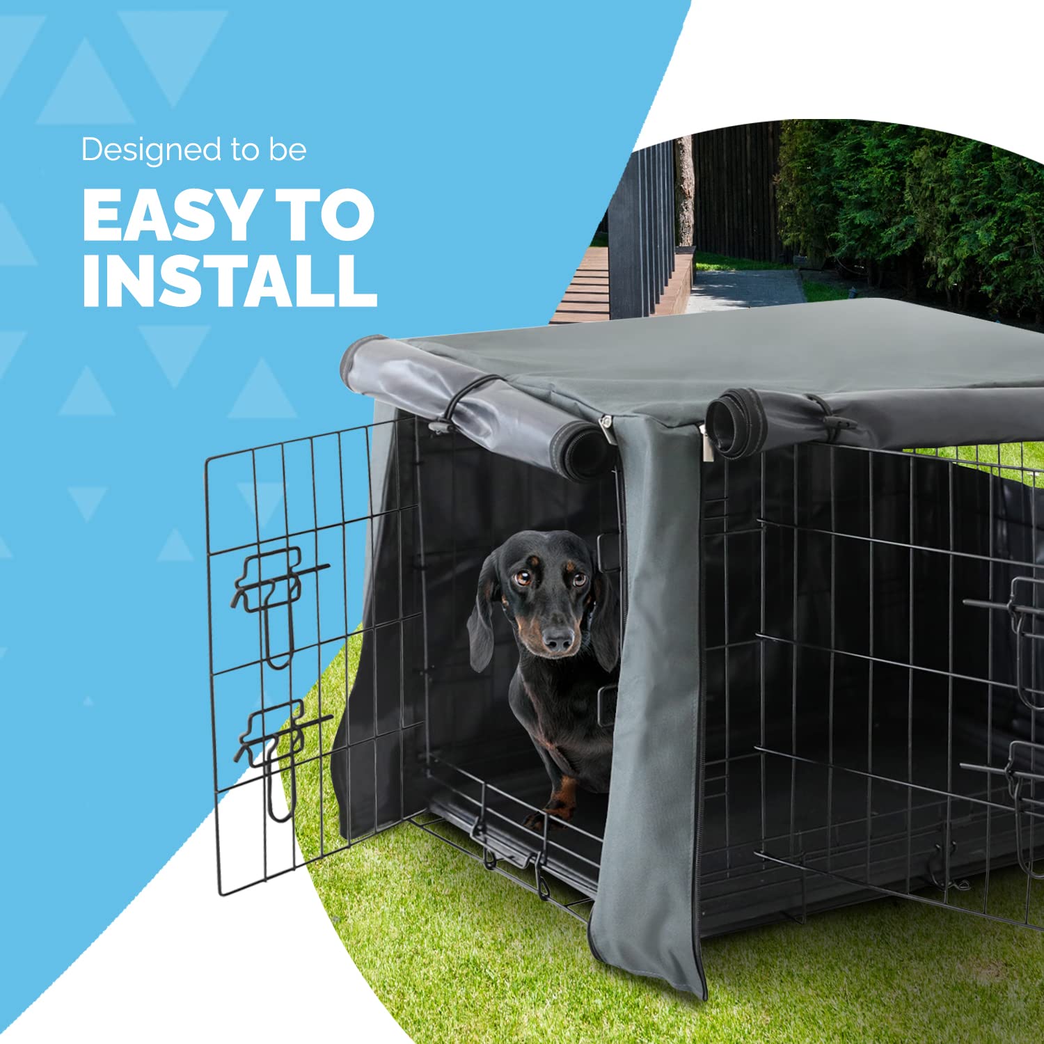 FurDreams Premium Crate Cover - Durable Polyester with PVC Coating | Grey | 48 Inch 3