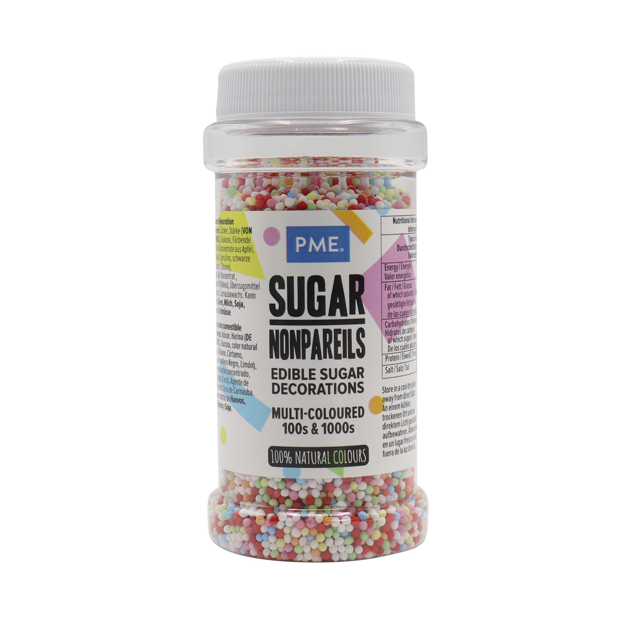 PME Multi Coloured Sugar Strands - Free From Artificial Additives | 80g Pot 1