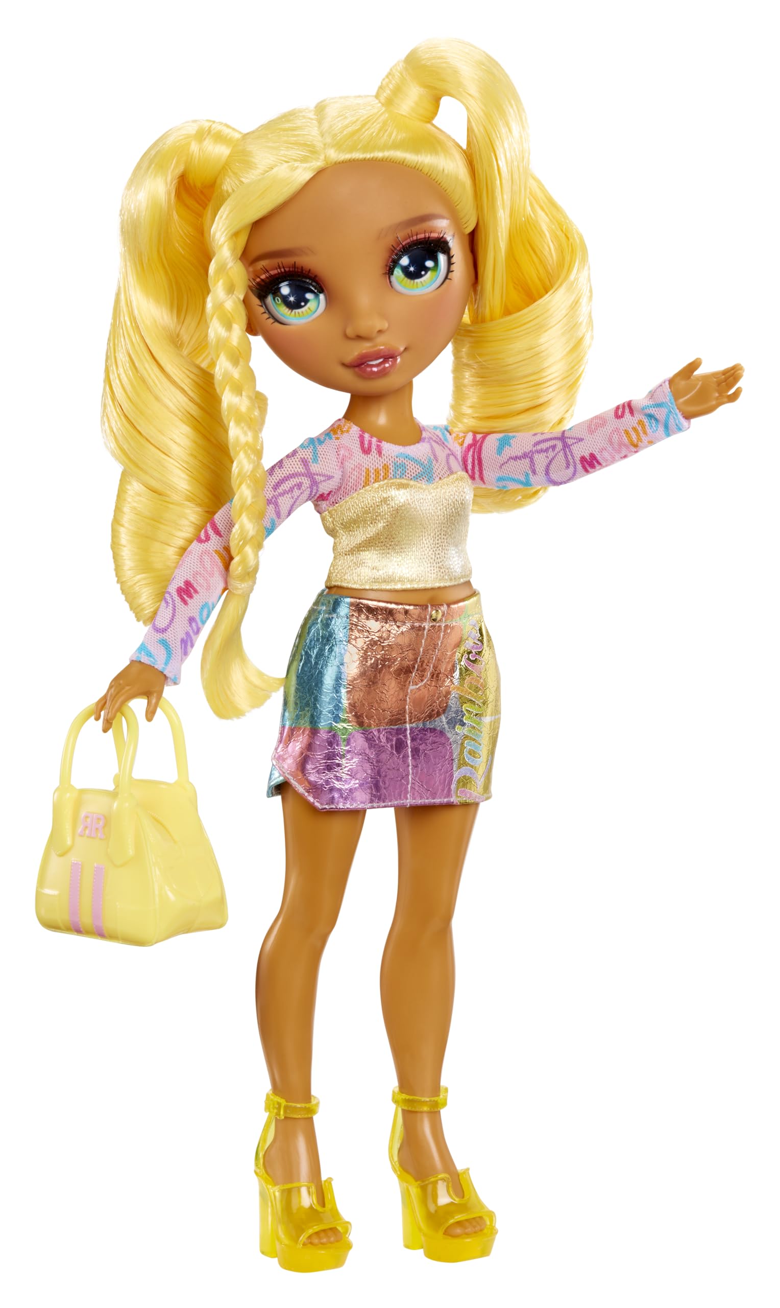 Rainbow High Sunny Fashion Doll - 28cm Posable Doll with Yellow Statement Outfit, Handbag & Shoes 2